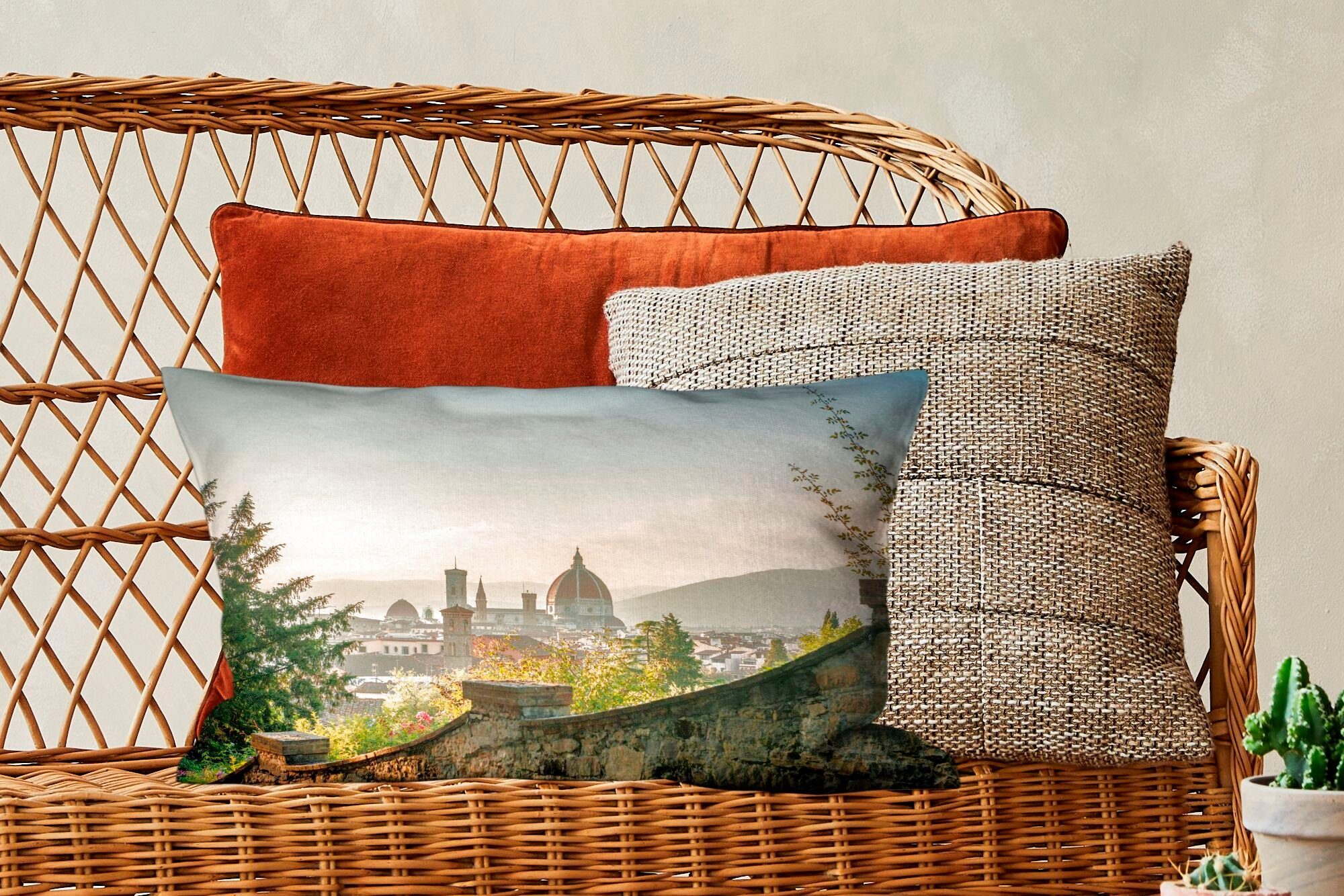 Dekokissen Schlafzimmer Zierkissen, Wohzimmer Italien Stadt Dekoration, Florenz - - mit Mauer, MuchoWow - Füllung, Dekokissen
