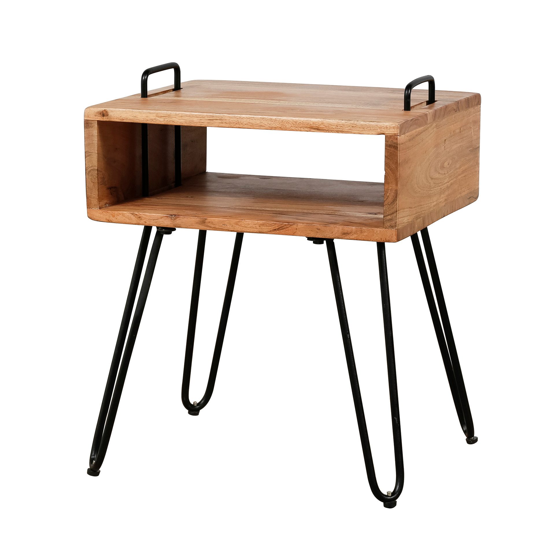 Villa Möbel Nachttisch Quadro (1 Tisch, 1-St), Nachttisch mit offenem Fach und natürlicher Akazienoptik
