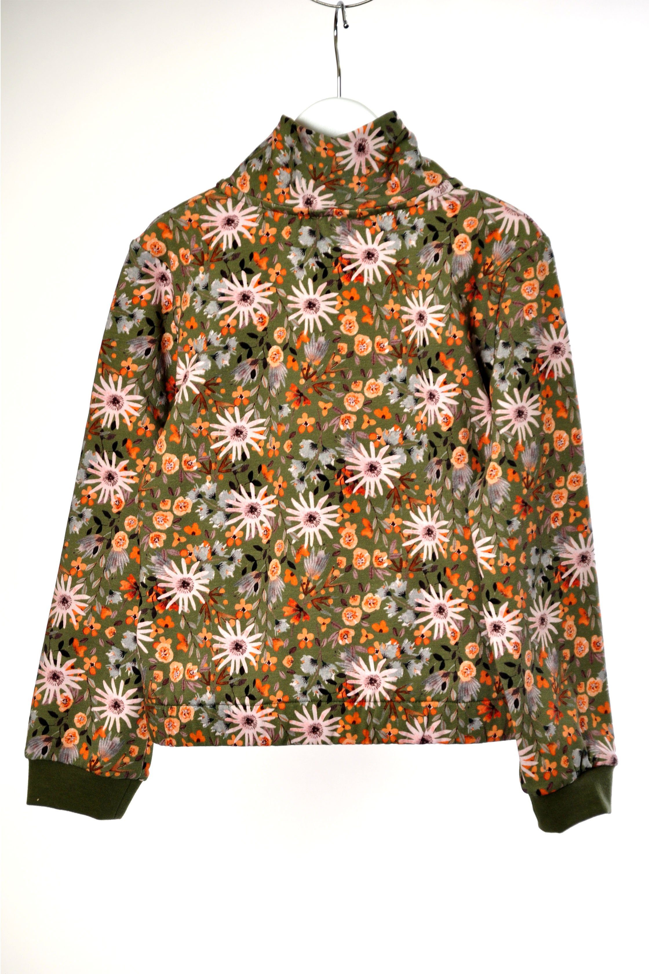 europäische Baumwolle, Produktion für Blumen-Motivdruck Sweater Sweatshirt coolismo oliv Mädchen mit