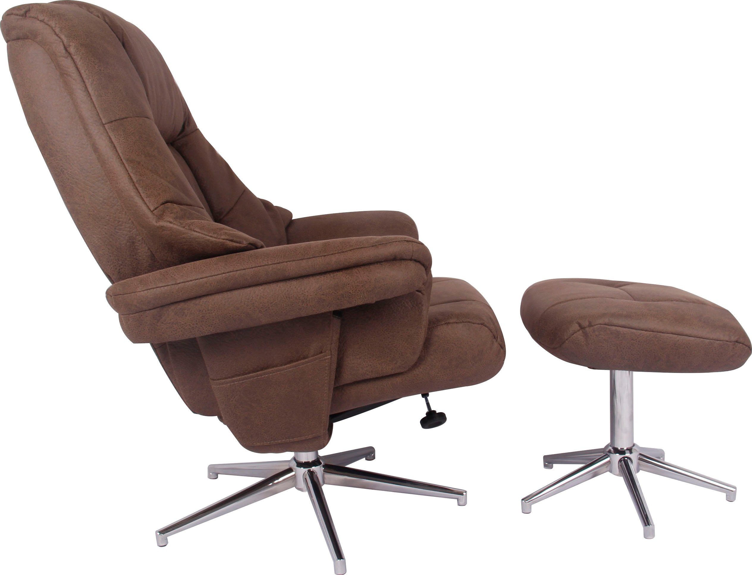 Duo Collection TV-Sessel Burnaby, und Hocker Relaxfunktion, mit 360 Grad braun drehbar