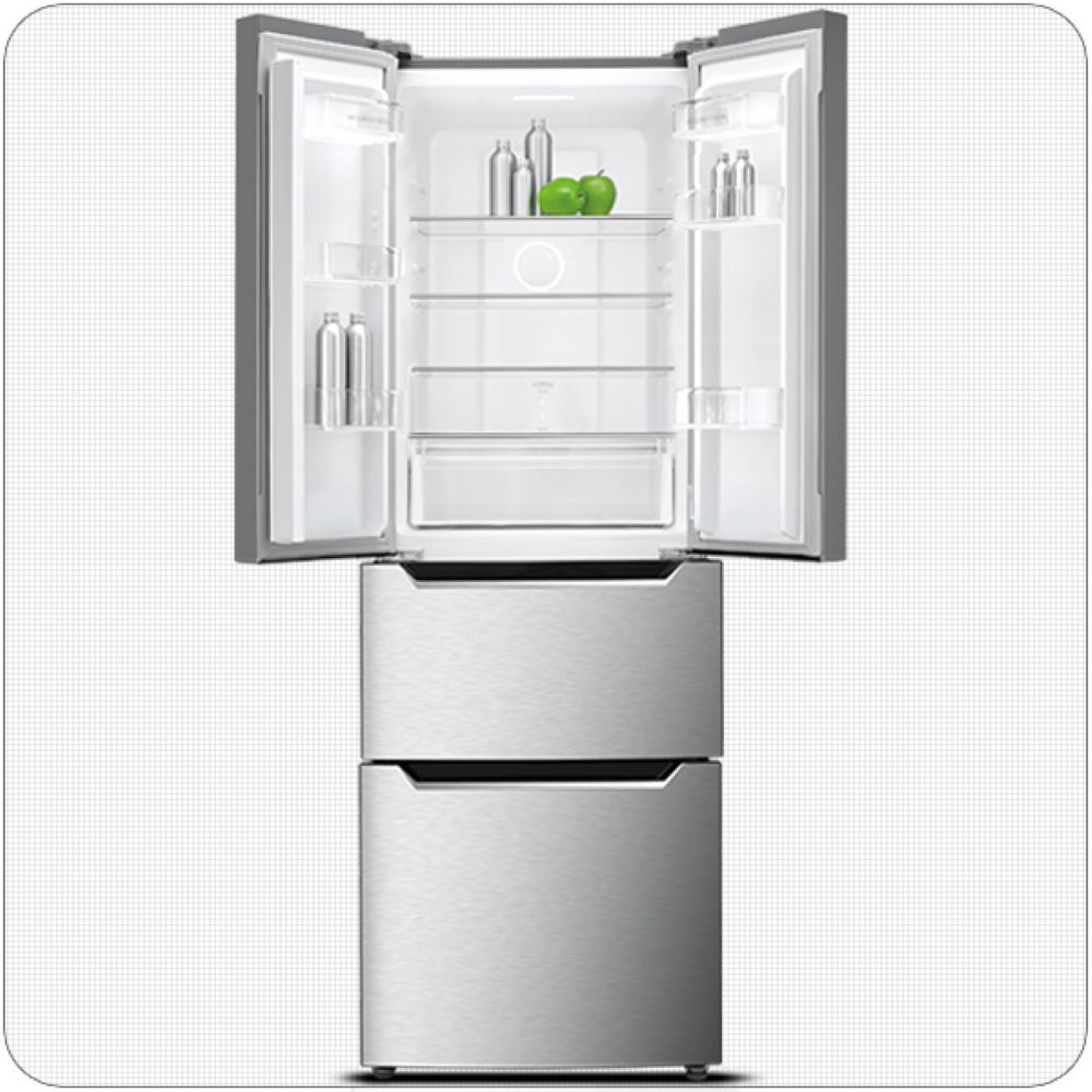 Wolkenstein French Door FD351 FD351.4A++NF IX, 185.5 cm hoch, 63,50 cm breit, Touch Control, No Frost, Inox-Design, LED-Beleuchtung