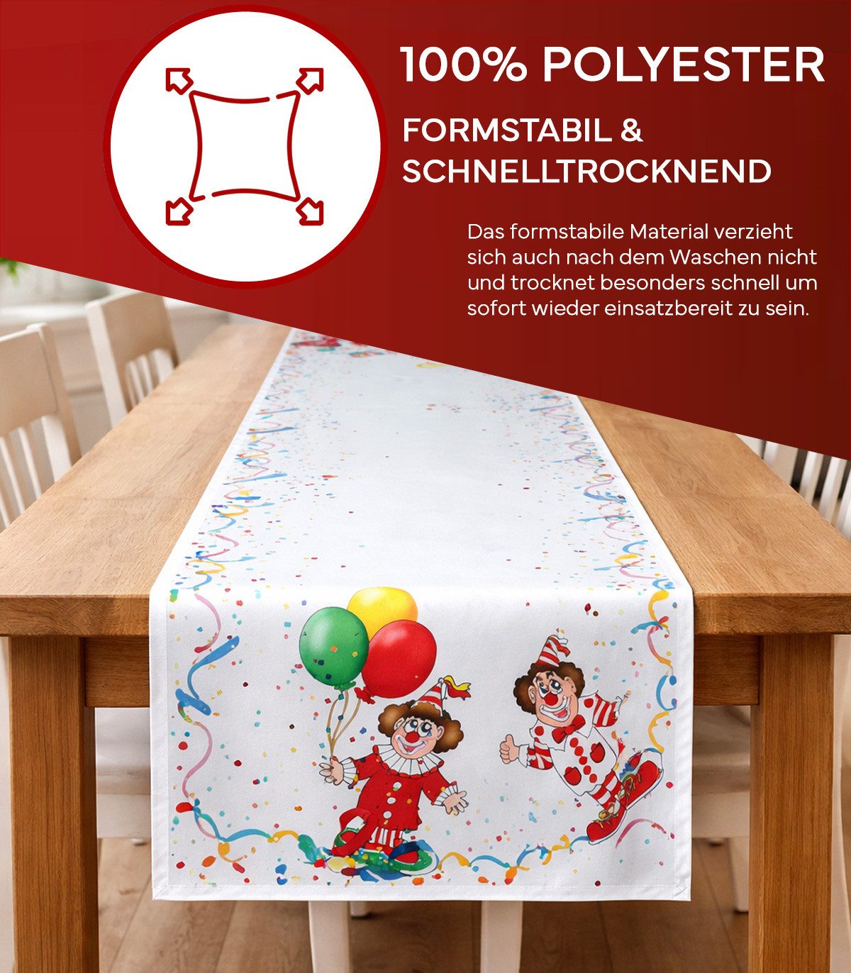 texpot Tischdecke Tischläufer Druck Clowns Fasching (1-tlg) günstig online kaufen