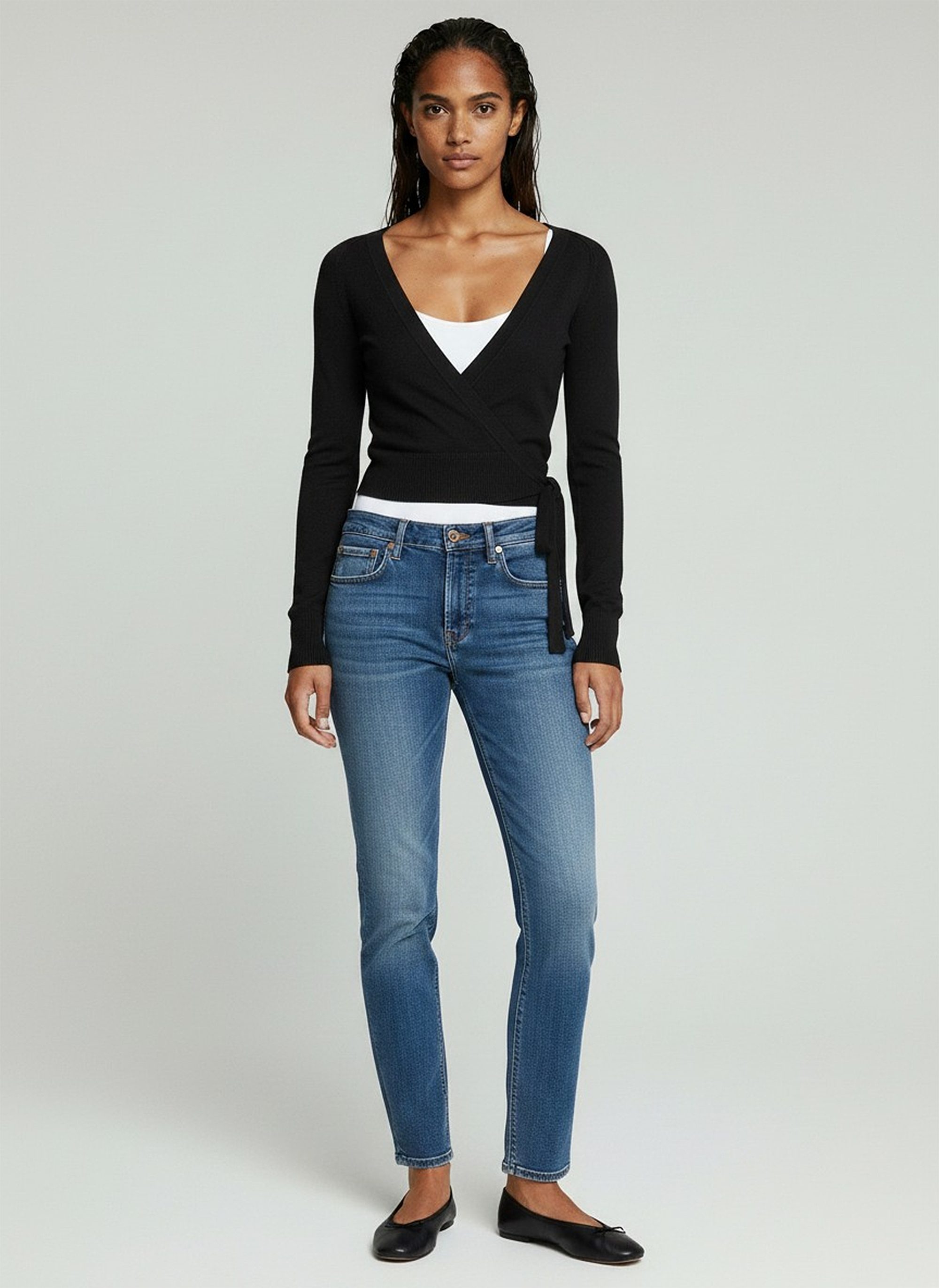 maracujaaa Wickelpullover Grace Wickelpullover Damen Wickeloptik, figurbetonter Schnitt, elastisches Material, weich