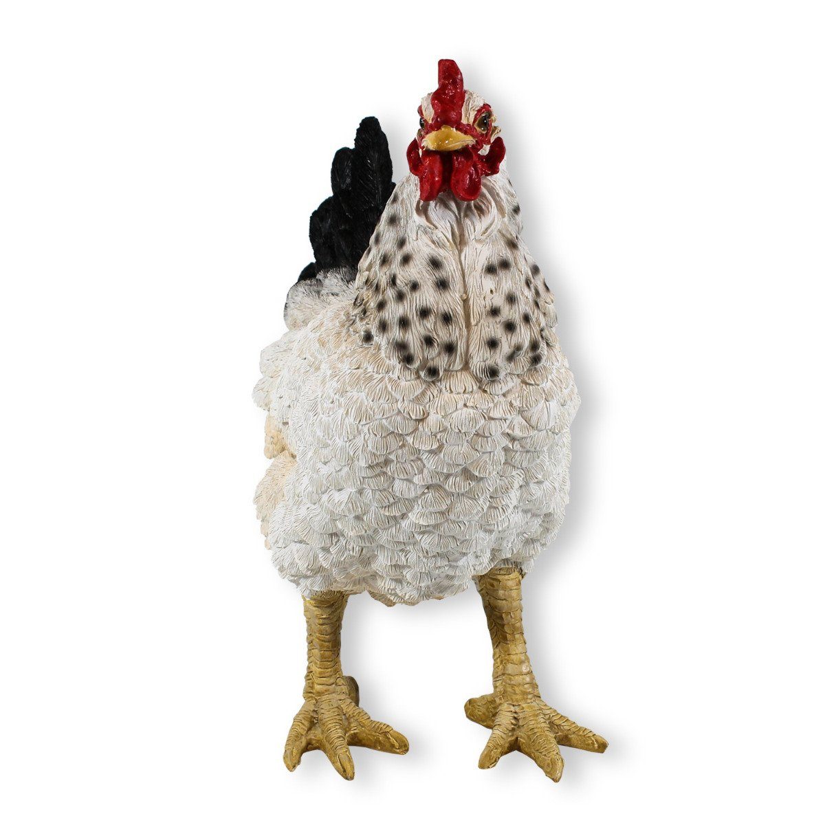 Gartendeko Deko colourliving handbemalt, realistische Tierfigur Figur Weiß Huhn, Darstellung 35cm Huhn stehend