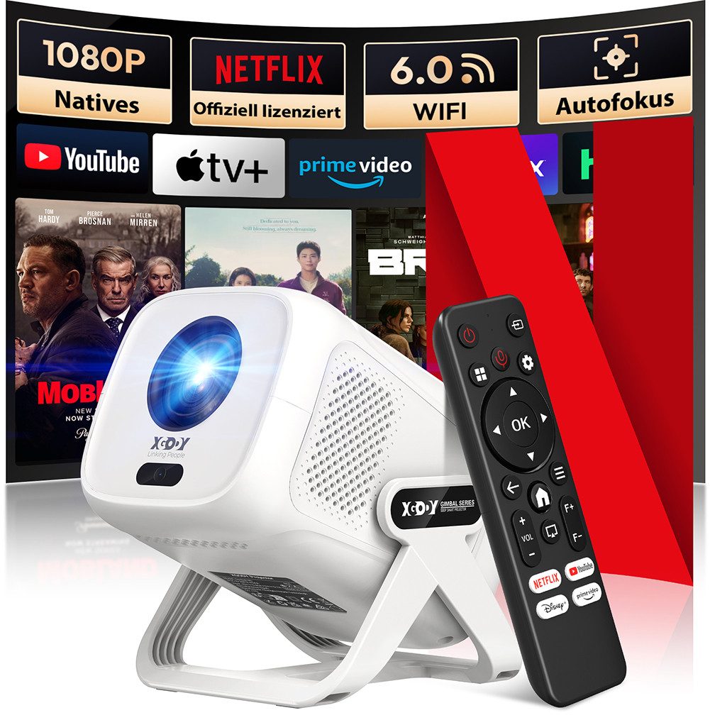 XGODY 450ANSI 5G WiFi Bluetooth 4K Проектори whale tv Smart System Проектори (18000 lm, 1500:1, 1920 x 1080 px, Google Voice Assistant, Chromecost Built-in, 60-150" Projektgröße)