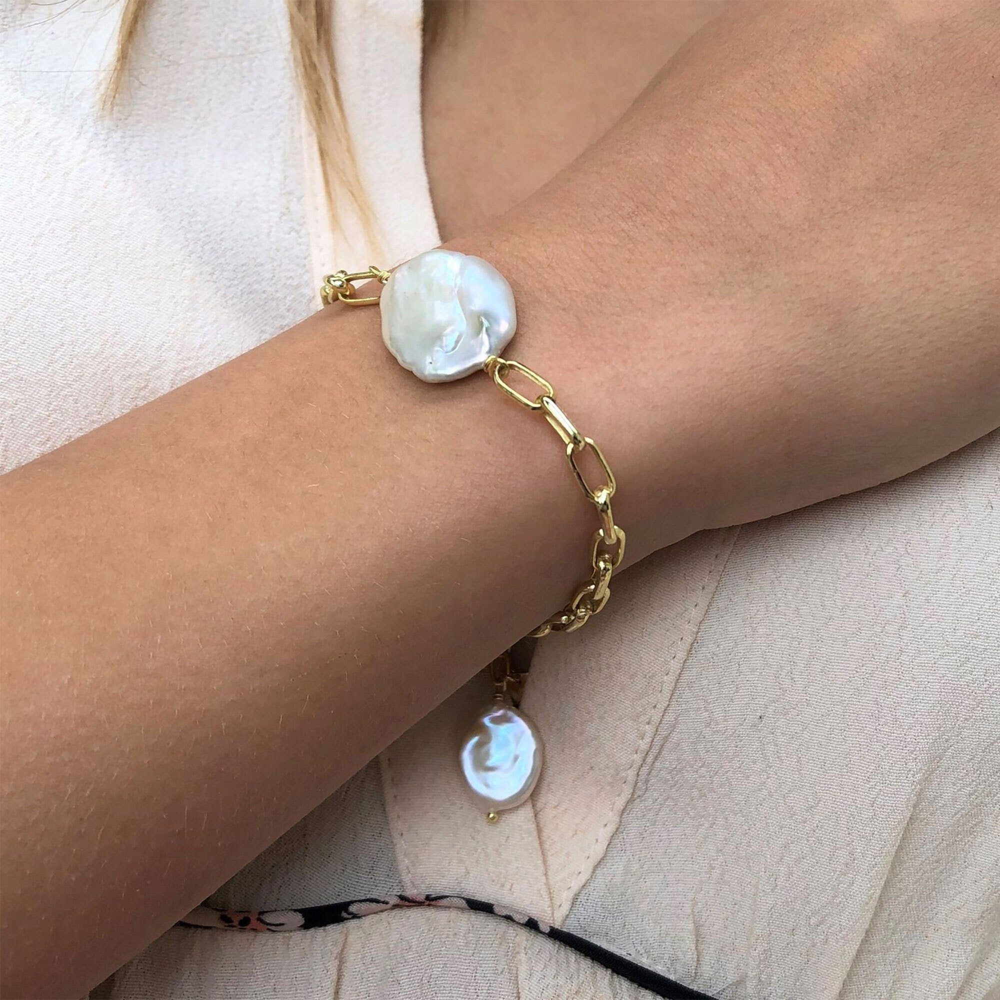 gold/weiße Armband SHINJU AILORIA Armband gold/weiße perle, armband Perle