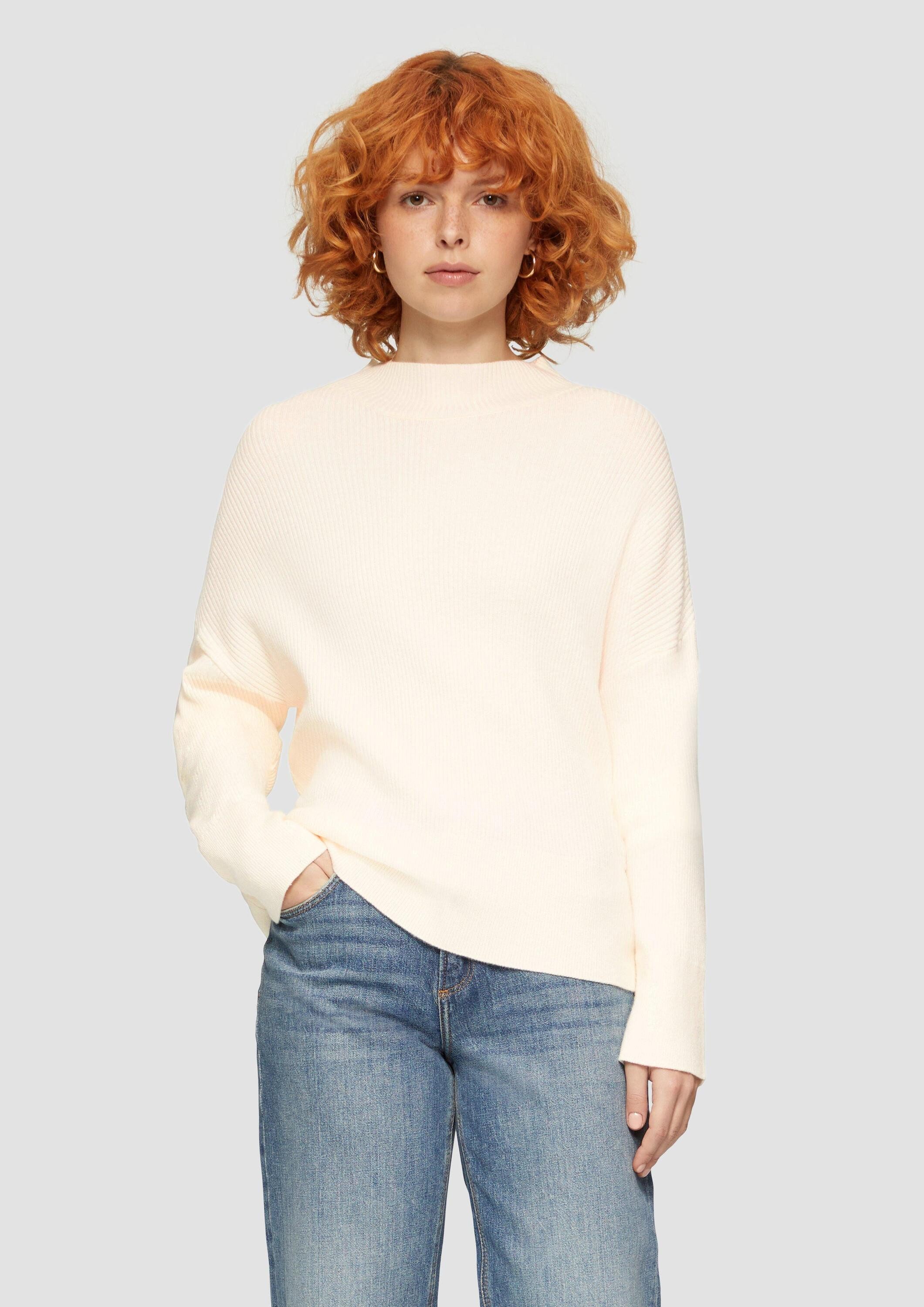 QS Longpullover Strickpullover Rippstrickpulover mit weiten günstig online kaufen