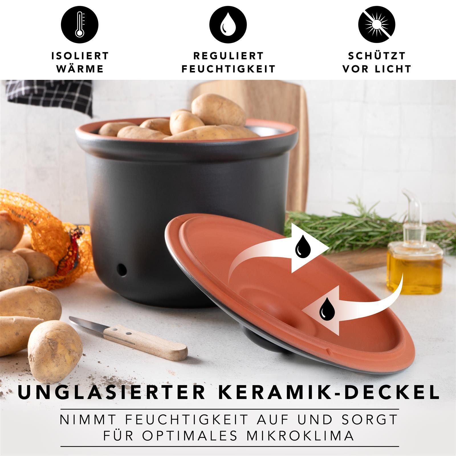 RÖMERTOPF Römertopf Frische-Topf MAXI PLUS - Kartoffeln Aufbewahrung 5,5 Liter, (Frischetopf & Deckel) – Bild 3 von 5
