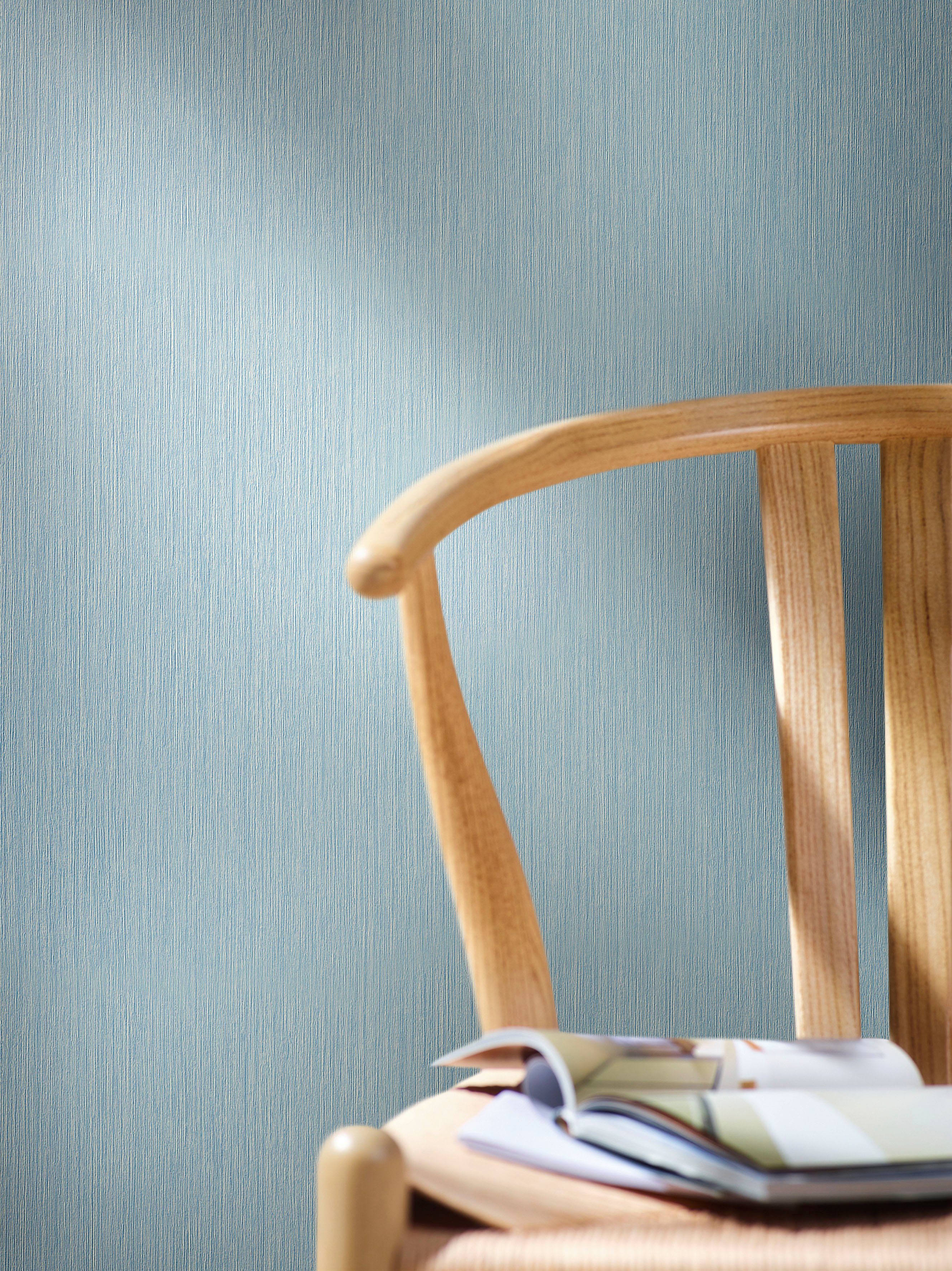 Marburg Vliestapete Linen, geprägt, uni, Kunst moderne Vliestapete für Wohnzimmer Schlafzimmer Küche blau