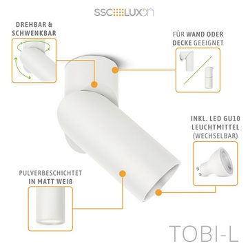 SSC-LUXon Aufbauleuchte TOBI-L Deckenspot Strahler schwenkbar LED GU10 dimmbar neutralweiß 7W, Neutralweiß