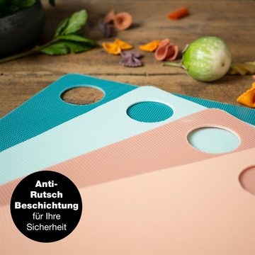 Moritz & Moritz Schneidebrett 4x Schneidematte Küche, Kunststoff, (4er Set, 4-St), Je 29 x 19 cm - für schnelles Arbeiten