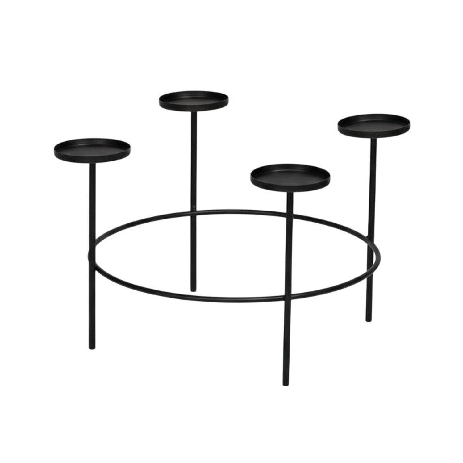 Macosa Home Adventskranz Schwarz Metall 43 cm oder 31 cm modern, elegantes Adventsgesteck 4 Kerzenhalter