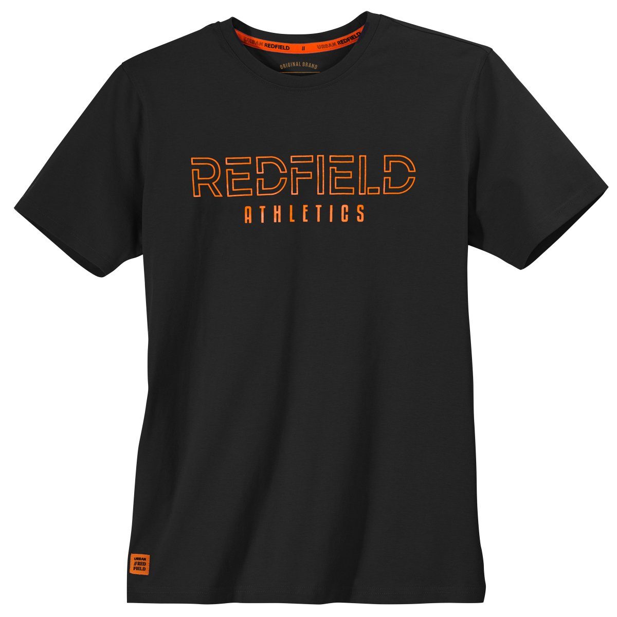 redfield Rundhalsshirt T-Shirt große Größen schwarz sportiver Logo-Print Redfield