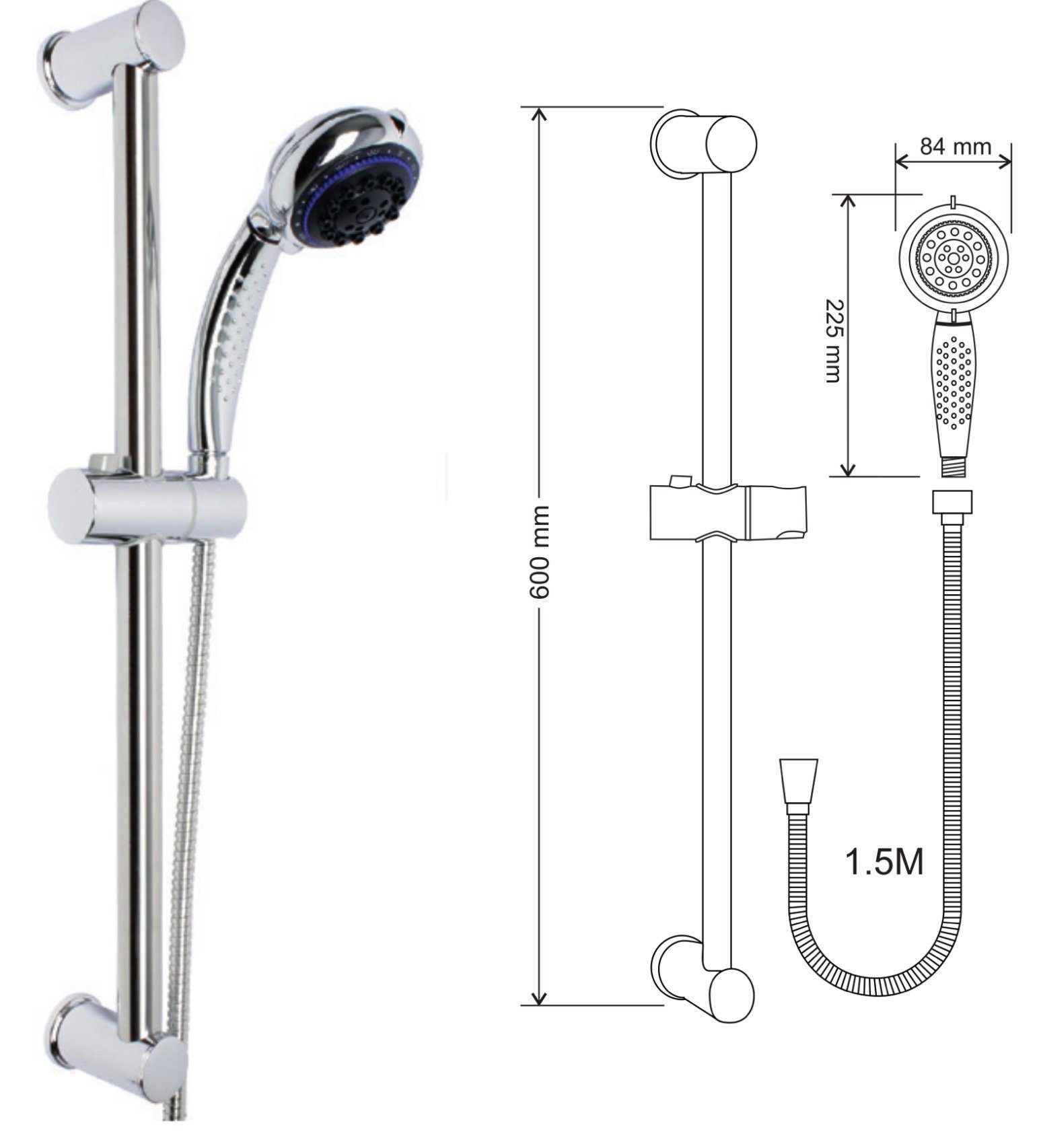 Faizee Möbel Brausegarnitur Brausegarnitur Regenduschkopf Komplett-Set mit 1,5 m Schlauch Duschset, 5 Strahlart(en), 3 tlg.
