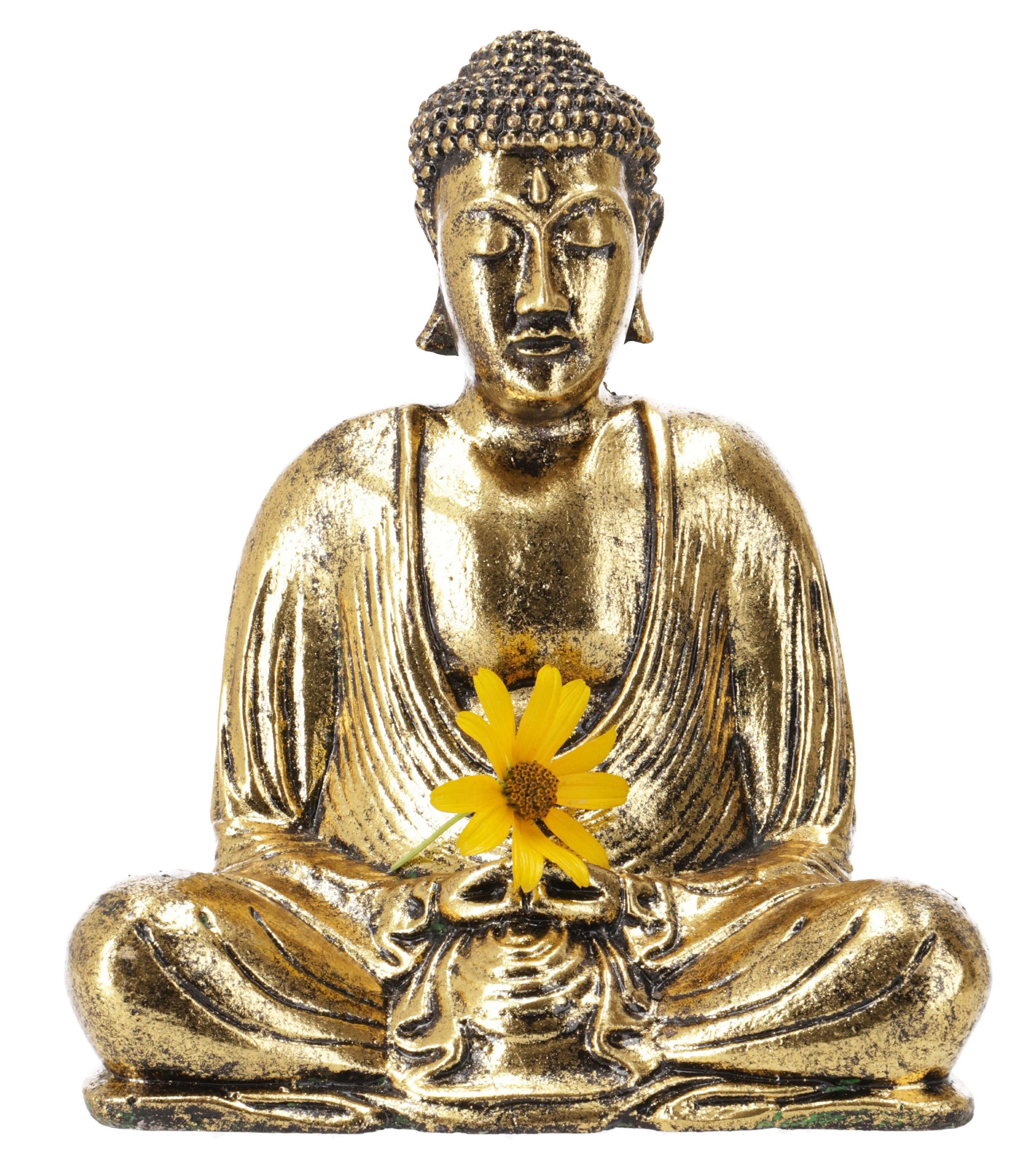 Guru-Shop Buddhafigur Sitzender Buddha, goldener Buddha im..