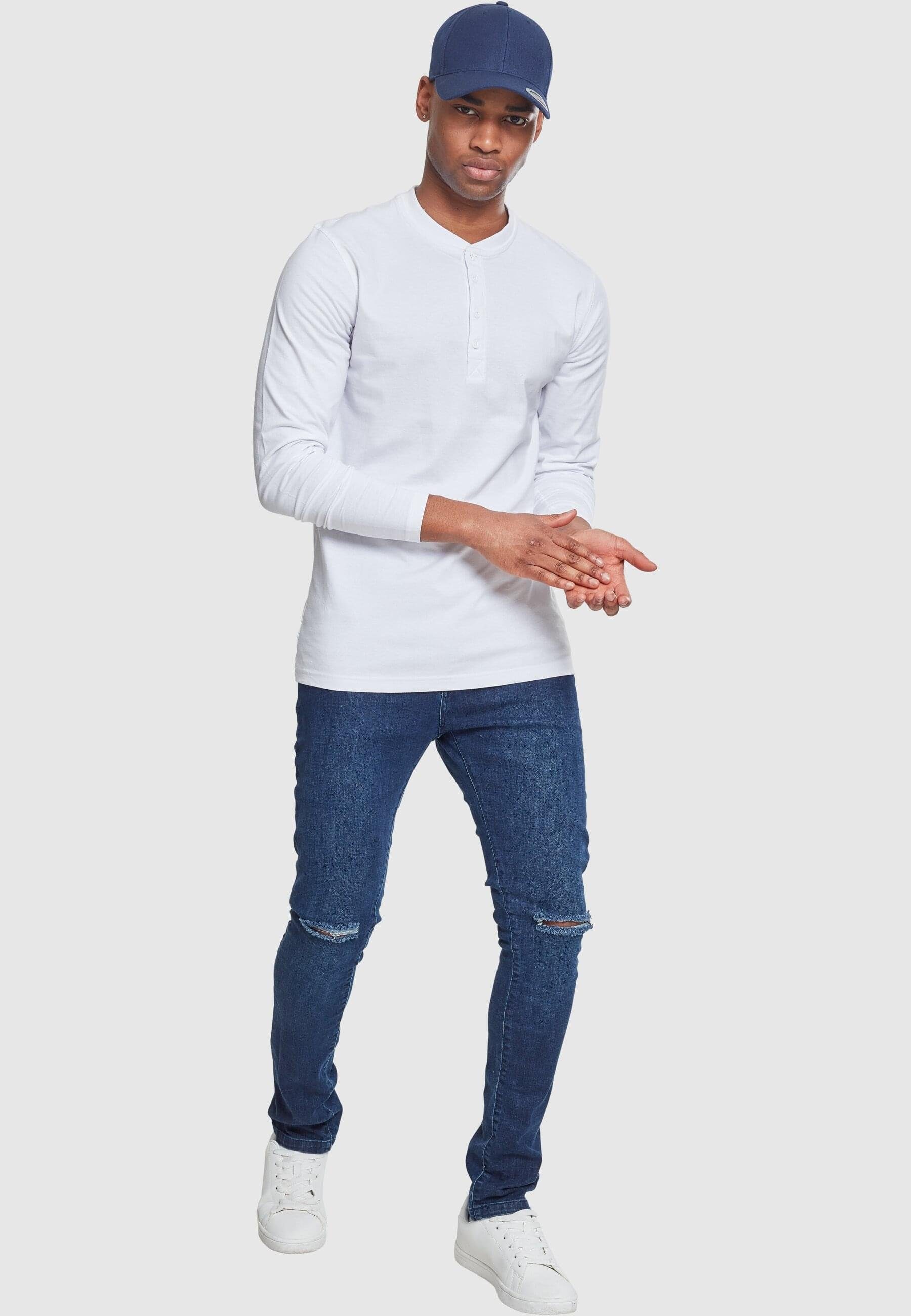 URBAN CLASSICS T-Shirt Herren Tee (1-tlg) Henley L/S white Basic