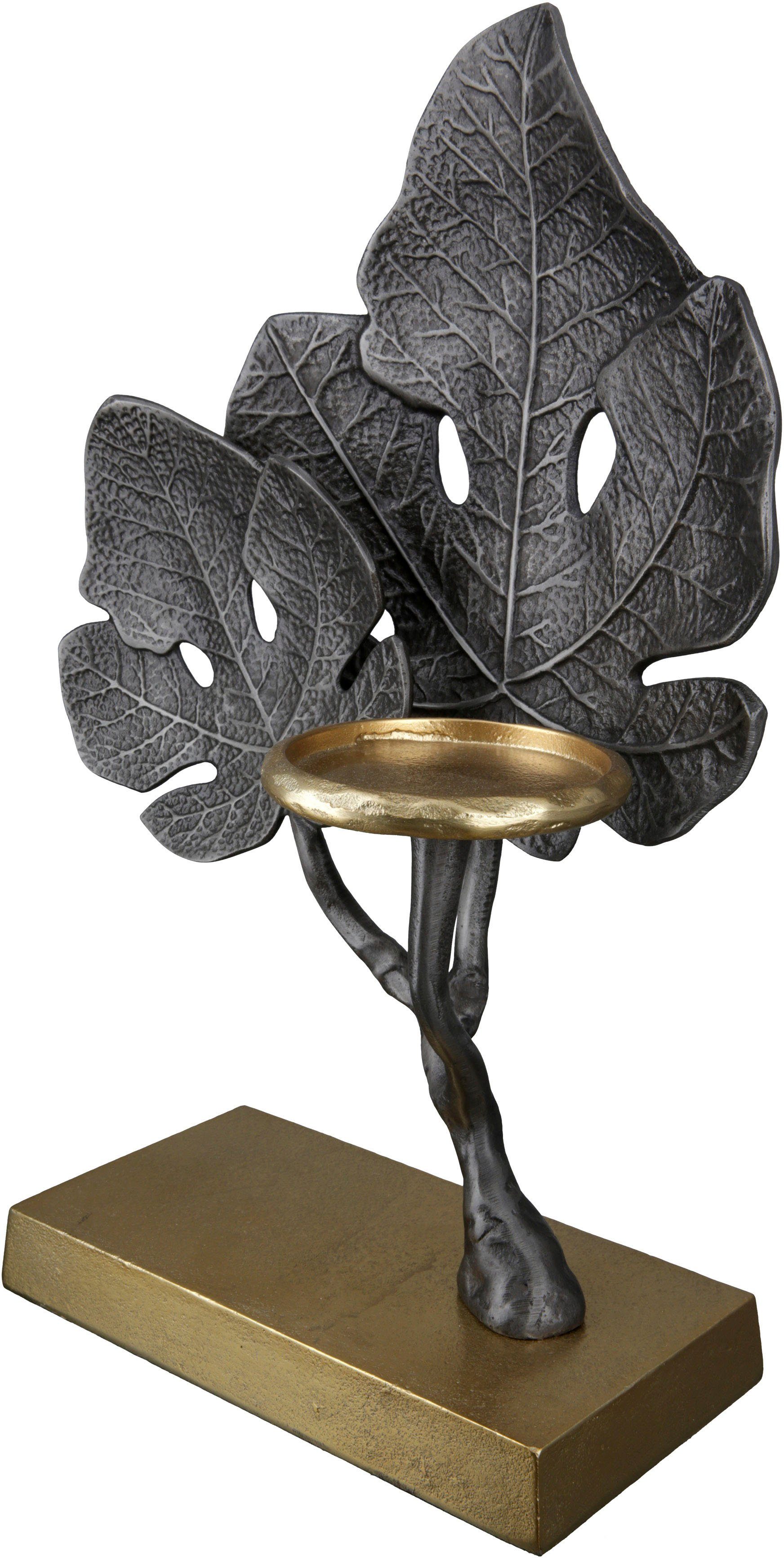 GILDE Kerzenleuchter Leaf (1 St), Kerzenhalter aus Aluminium, 1-flammig