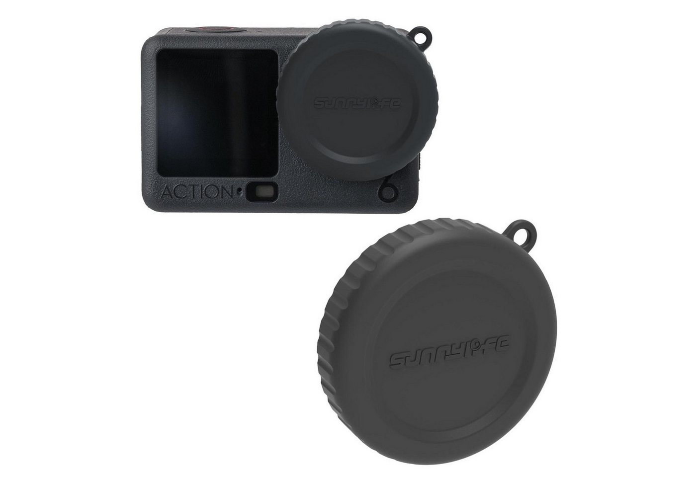 Wigento Silikon Linsenschutz für DJI Osmo Action 6 Kamera Zubehör Schwarz Zubehör Drohne (Kompakt, Leicht, Robust, Passgenau, Kratzhemmend)
