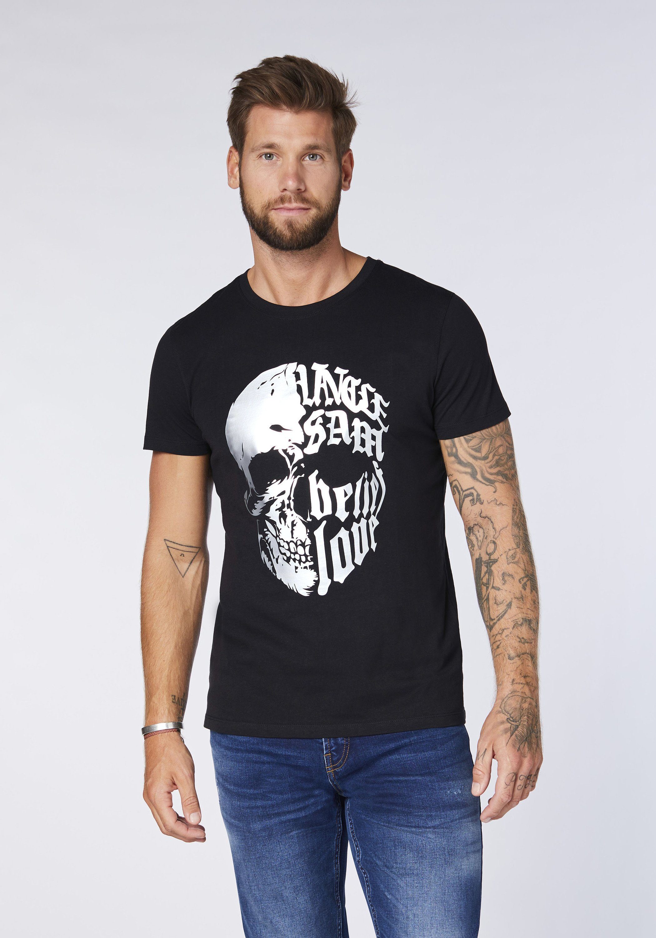 Uncle Sam Print-Shirt aus Baumwolle 19-3911 Deep Black