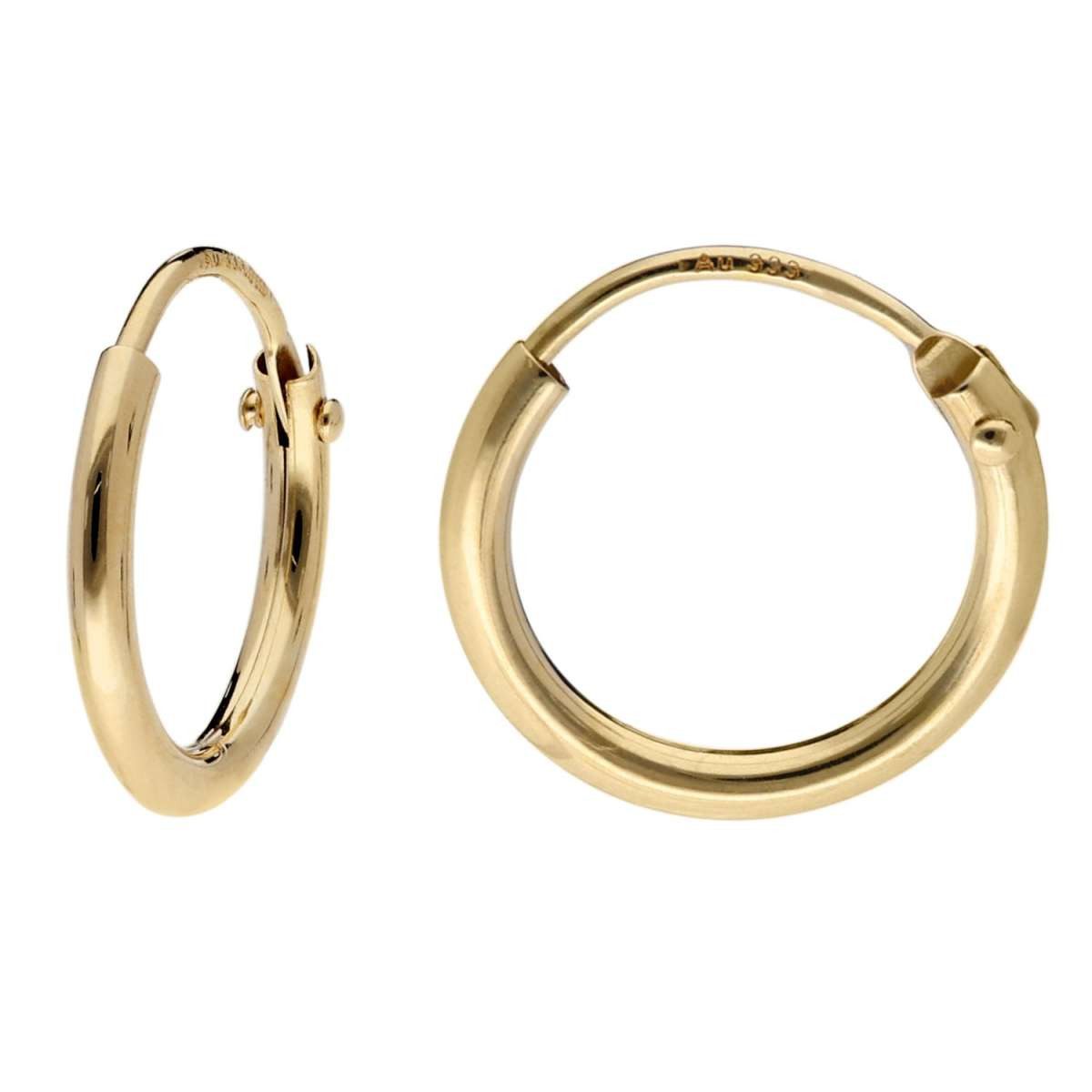 trendor Paar Creolen 15169, für Damen Gold 333 / 8K Breite 1,3 mm Ø 11 mm
