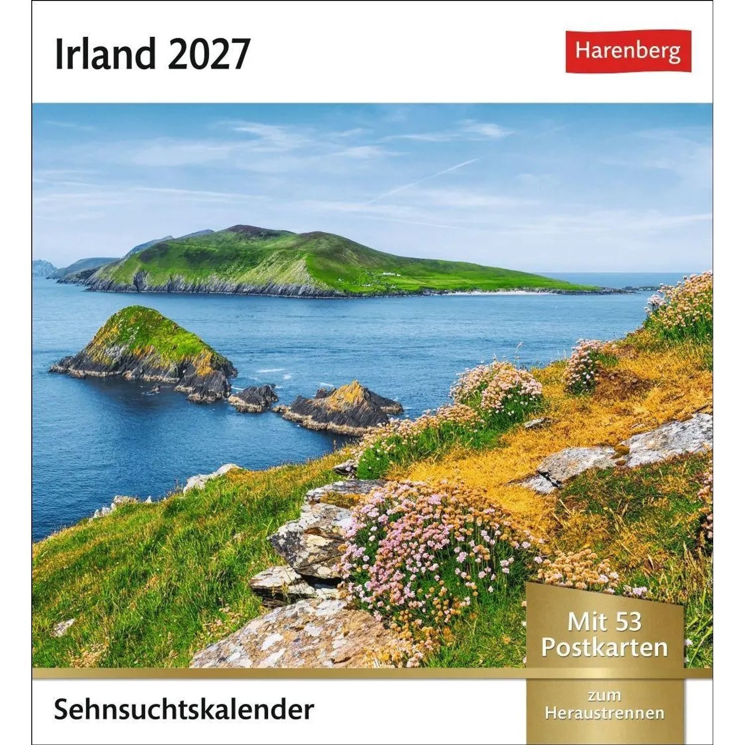 Wandkalender Irland Sehnsuchtskalender 2027 - Wochenkalender mit 53 Postkarten