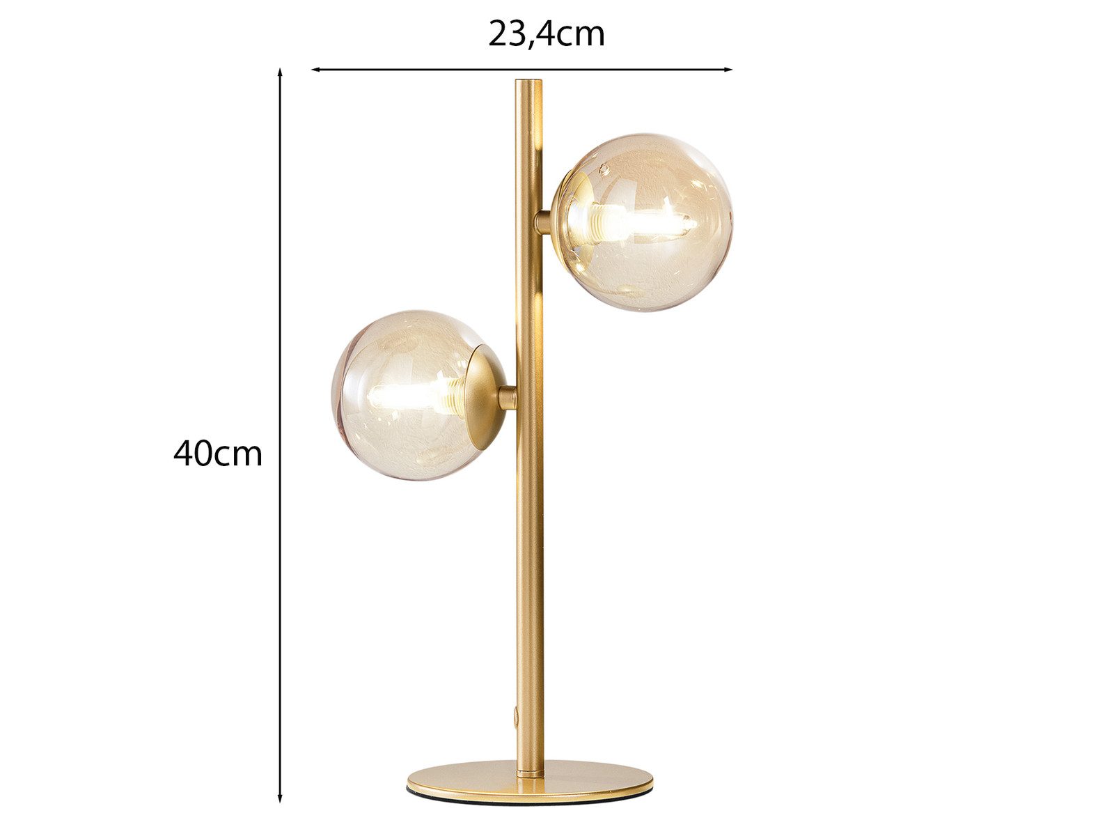 Luce Ambiente Design LED Nachttischlampe mit Glas-Kugeln, Höhe 40cm, Dimmfunktion, LED wechselbar, Warmweiß, ausgefallen-e Tischlampe groß mit G9 Leuchtmitteln in 3 Stufen dimmbar