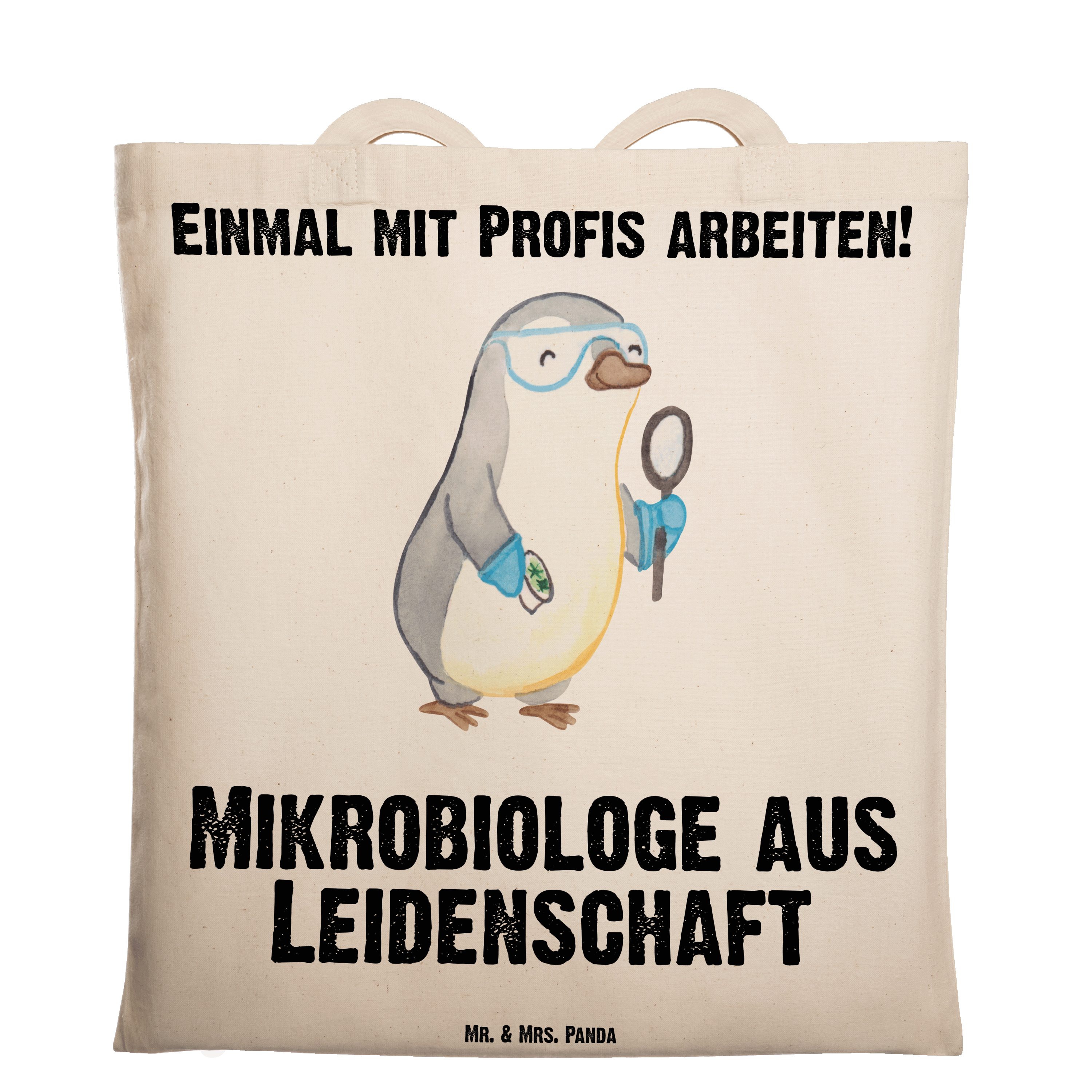 Mr. & Mrs. Panda Tragetasche Mikrobiologe aus Leidenschaft - Transparent - Geschenk, Danke, Arbeit (1-tlg)