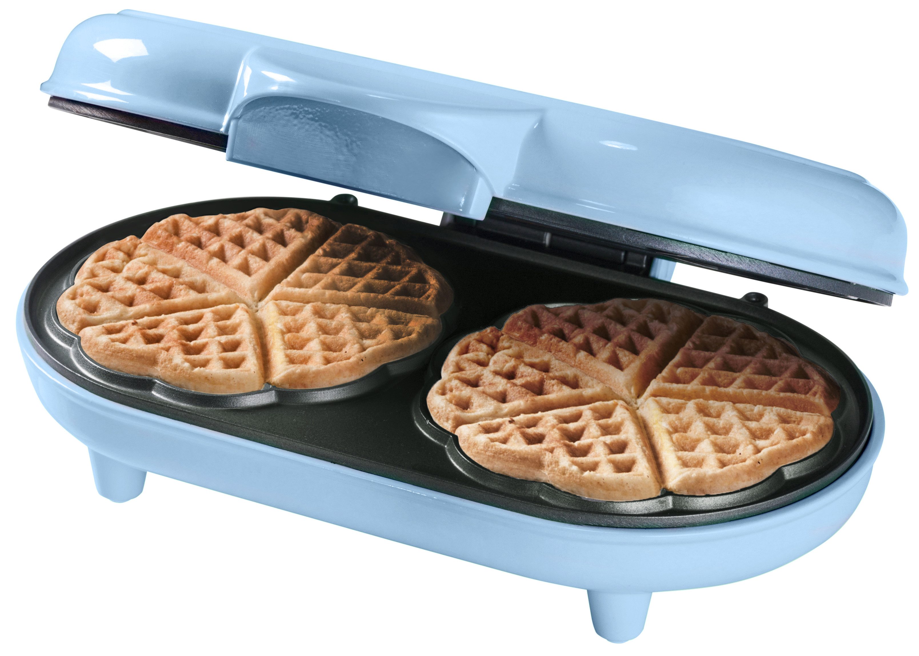 bestron Waffeleisen ADWM1000B, 1200 W, für klassische Herzwaffeln, mit Backampel, Blau