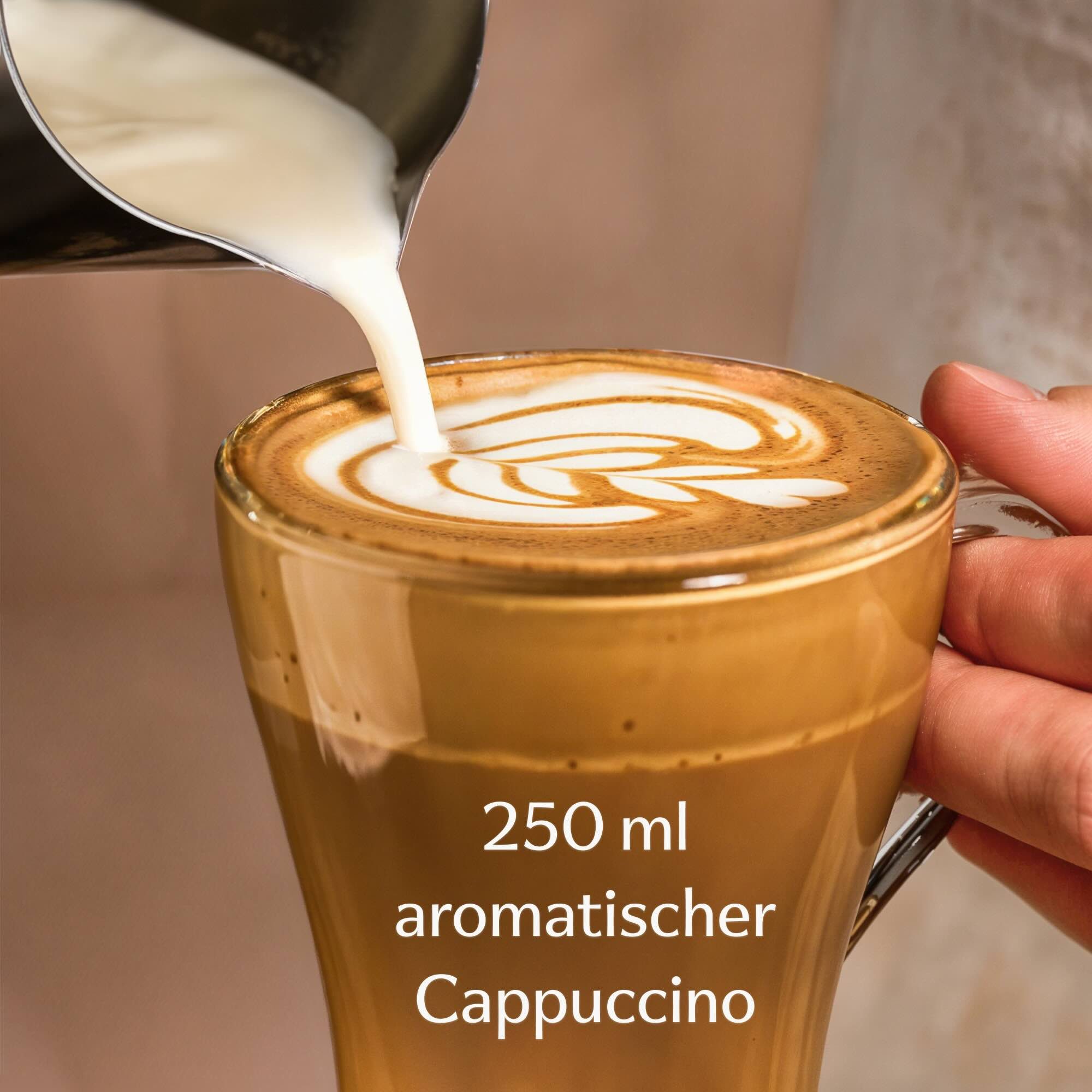 Cosumy Gläser-Set 6 Cappuccino Gläser mit Henkel und Löffel - 250ml - Hält lange warm, 12-tlg., Glas, Cappuccino Gläser Set mit Henkel und Löffel - 250 ml - Häl – Bild 4 von 5