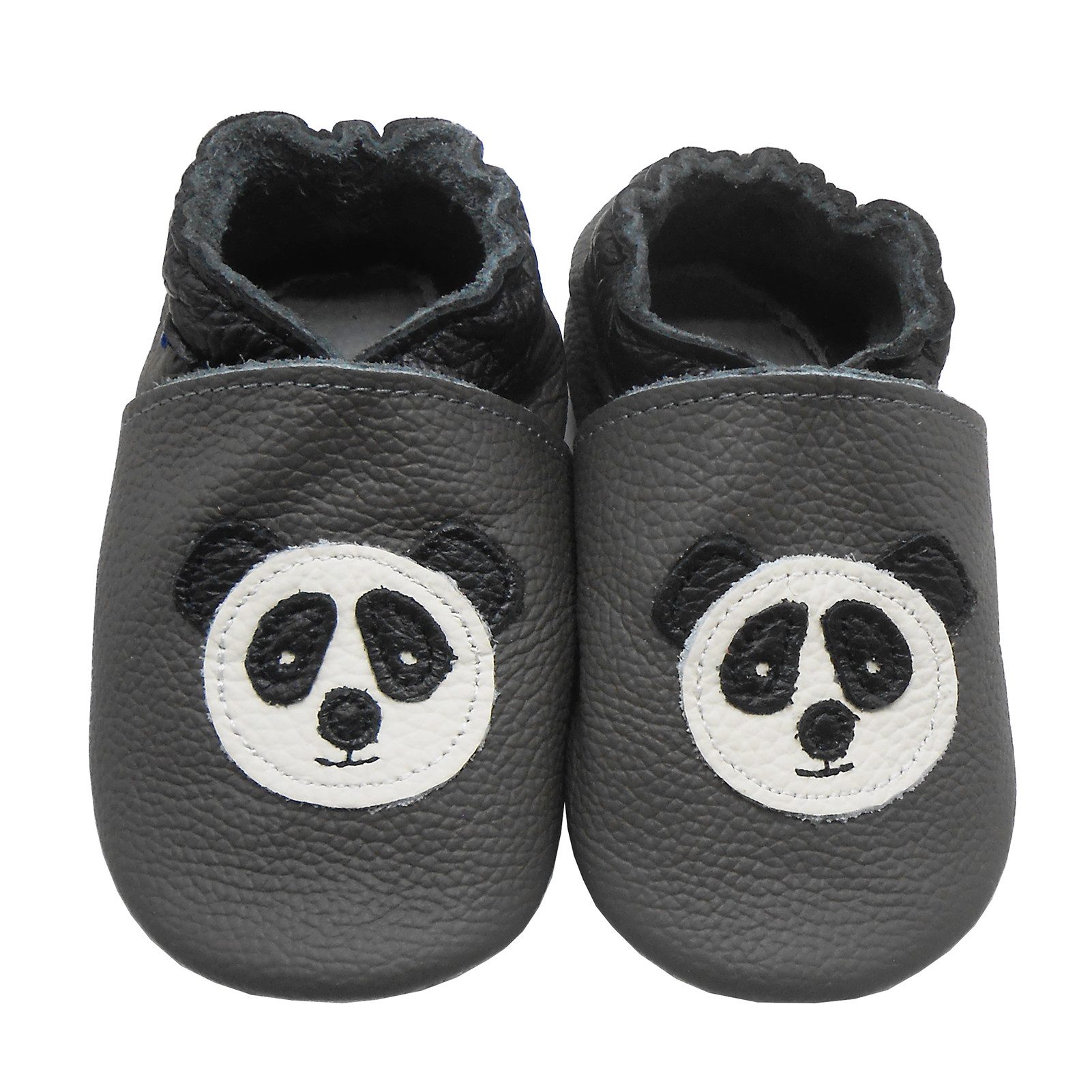 Yihakids Baby Krabbelschuhe Lauflernschuhe Hausschuhe Lederschuhe Panda Barfußschuh (Weiches Leder 100 %, echtes Leder) Rutschfest
