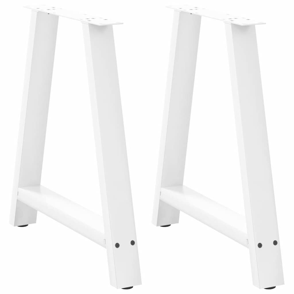 vidaXL Tischbein Esstischbeine A-Form 2 Stk. Weiß 70x(72-73) cm Stahl
