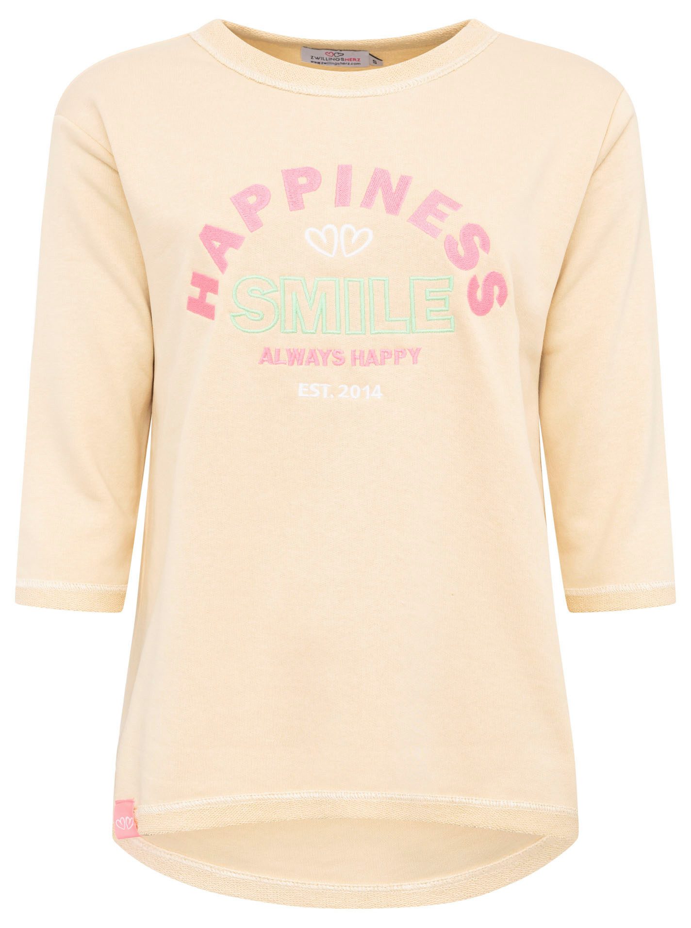 Zwillingsherz Langarmshirt "Smile" 3/4-Arm, Rundhalsausschnitt, Stickerei günstig online kaufen