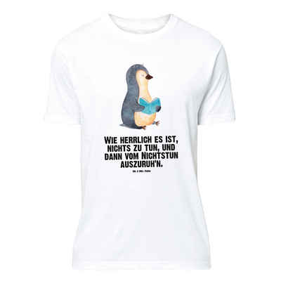Mr. & Mrs. Panda T-Shirt Pinguin Buch - Weiß - Geschenk, Nichtstun, Lesen, Bücherwurm, Frauen, (1-tlg)