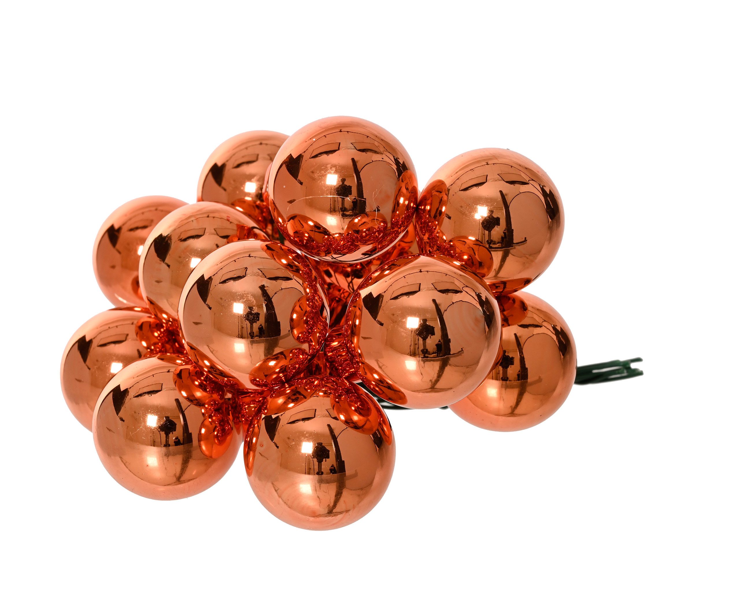 Kaemingk Weihnachtsbaumkugel, Weihnachtskugeln am Draht 2cm Glas 12 Stück - Warmorange glänzend