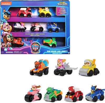 Spin Master Spielzeug-Auto Paw Patrol - Movie II - Pup Squad Racers Geschenkset mit Liberty, (Set, 7-tlg), 7 Fahrzeuge