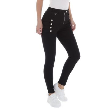 Ital-Design Skinny-fit-Jeans Damen Freizeit Stretch High Waist Jeans in Schwarz