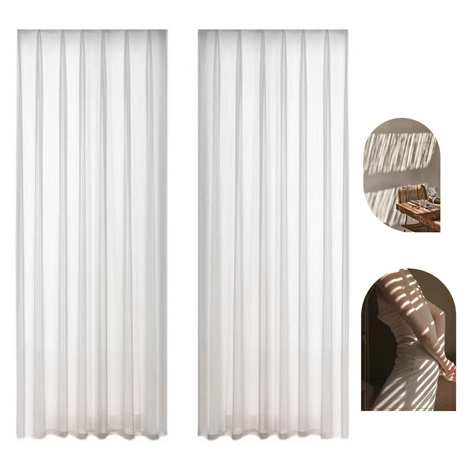 OKWISH Vorhang 2er Voile Vorhänge luftiger Gardinen Sichtschutz Curtains (2 günstig online kaufen