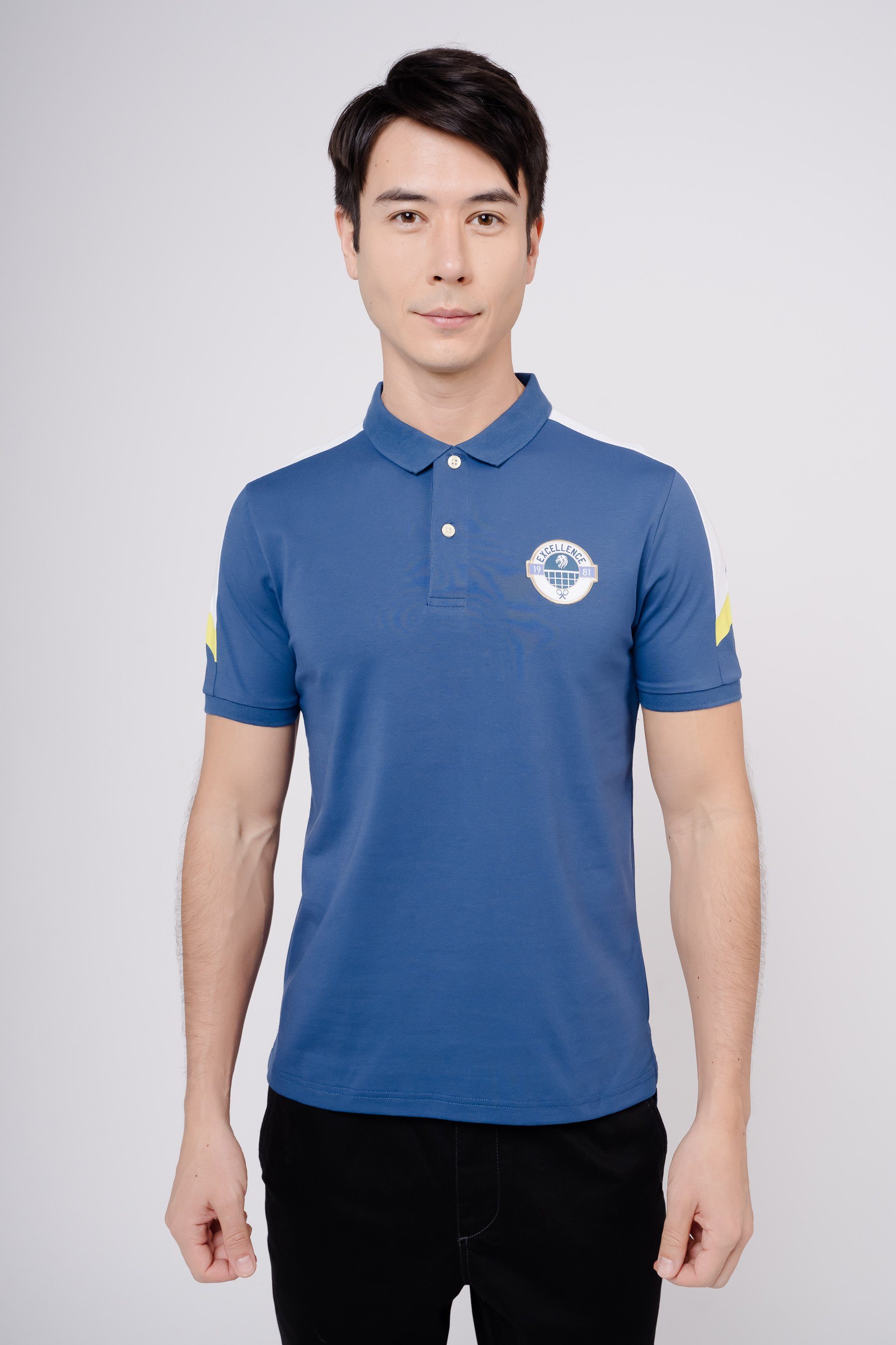 GIORDANO Poloshirt Sorona mit Quick-Dry-Technologie blau-weiß