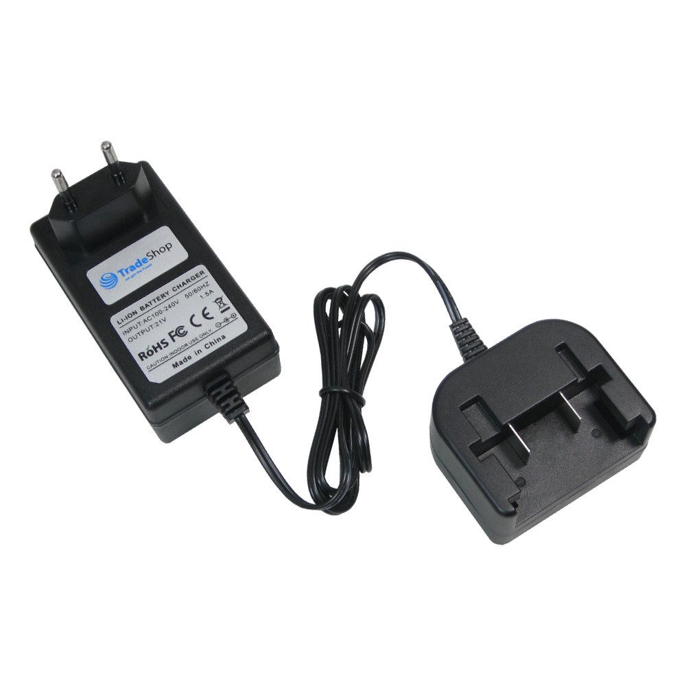 Trade-Shop Ladegerät 21V passend für Black & Decker GLC1815L GLC1823 BL2018-XJ Netzteil (Geeignet für Li-Ion Akkus mit 18V und 20V / LED-Ladestandsanzeige)