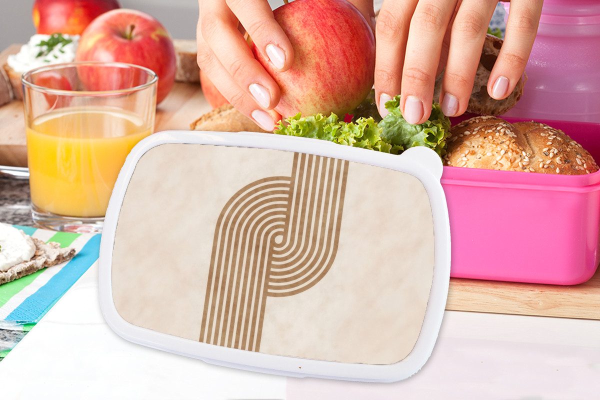 MuchoWow Lunchbox Symmetrische Biegung - kupferfarbig, Kunststoff, (2-tlg), Brotdosen, Lunch Box, Brotbox für Kinder und Erwachsene