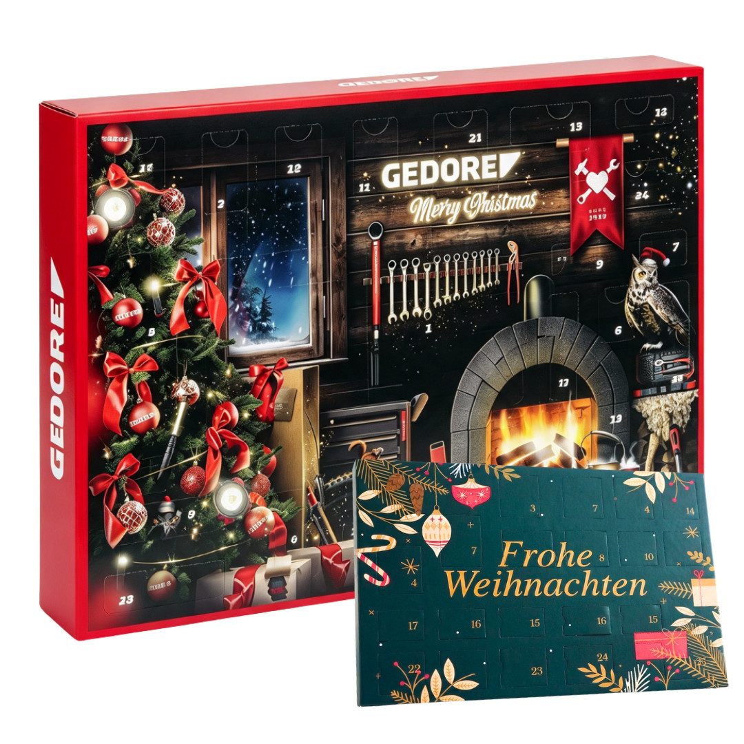 Gedore Adventskalender 2026 Werkzeug 33tlg + Haze Tisch Adventskalender 2er set Herren Männer (Set, 57-tlg), 57 tlg - 33 Handwerkzeuge + 24 tlg Tisch Advent kalender - Mann