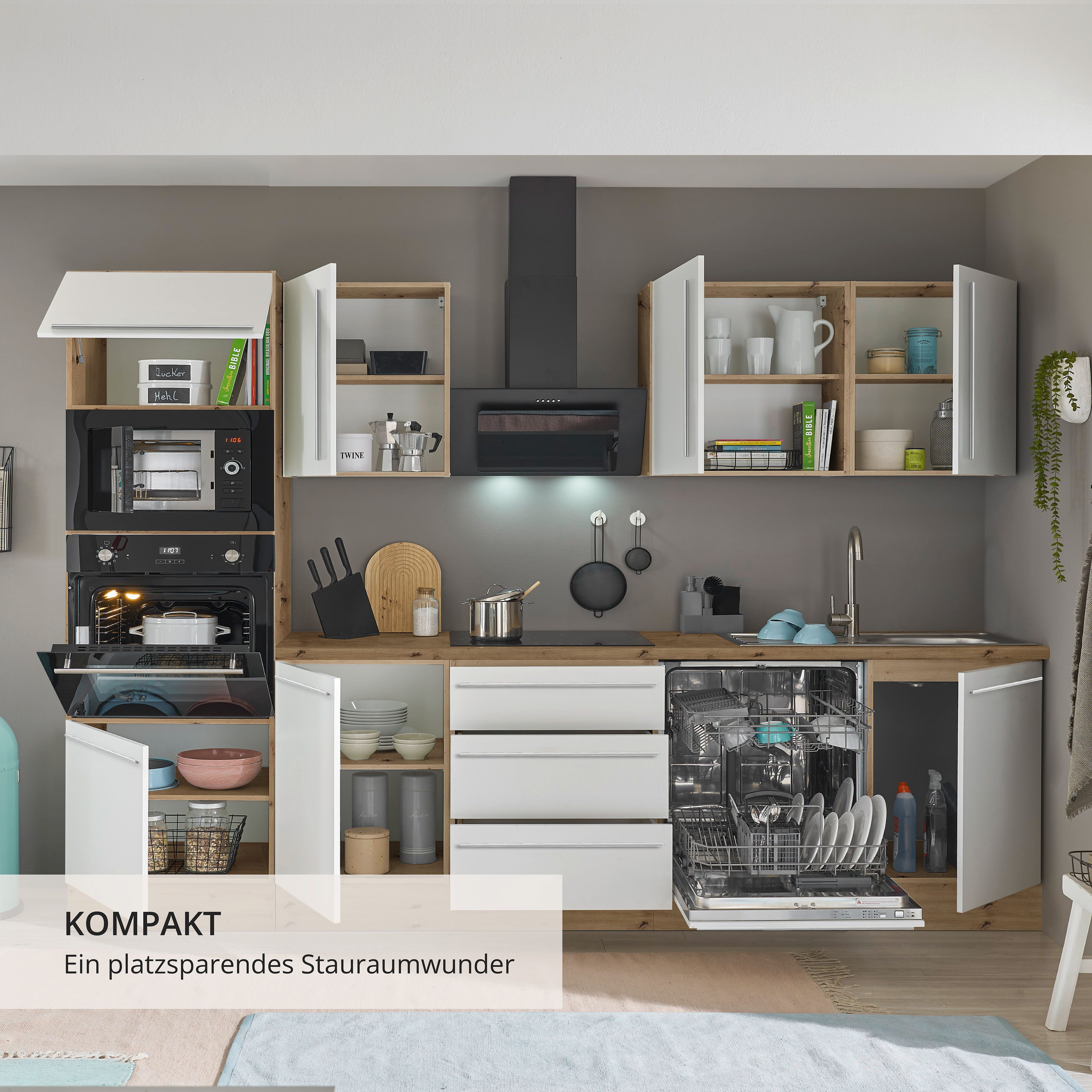 KOCHSTATION Küchenzeile Florida, Breite 280 cm, wahlweise mit E-Geräten,Softclose für Türen/Schubkästen