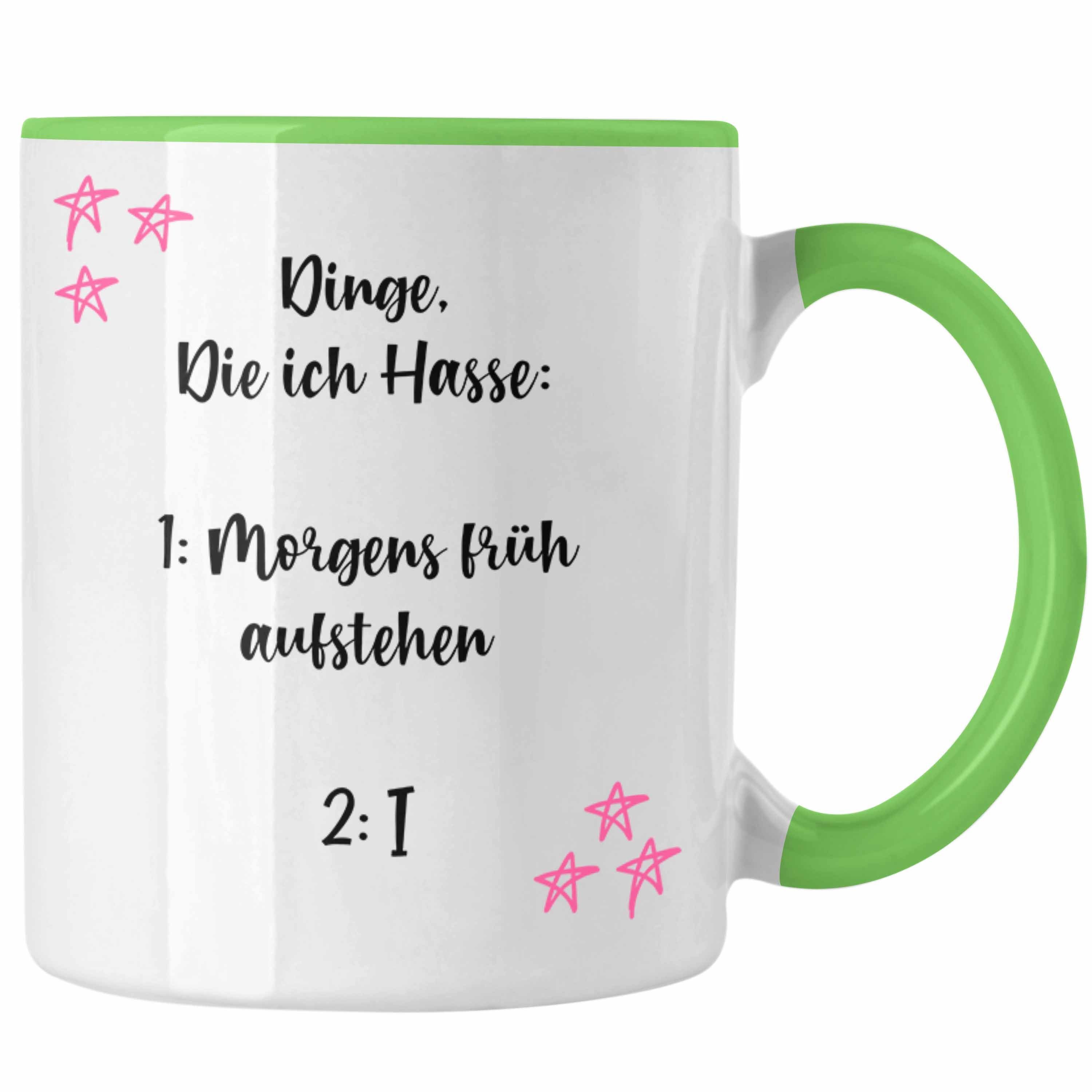 Tasse für Kaffee Arbeit Büro Lustige Grün Spruch Trendation Trendation Frauen mit Tassen Tassen Becher Aufstehen - Früh
