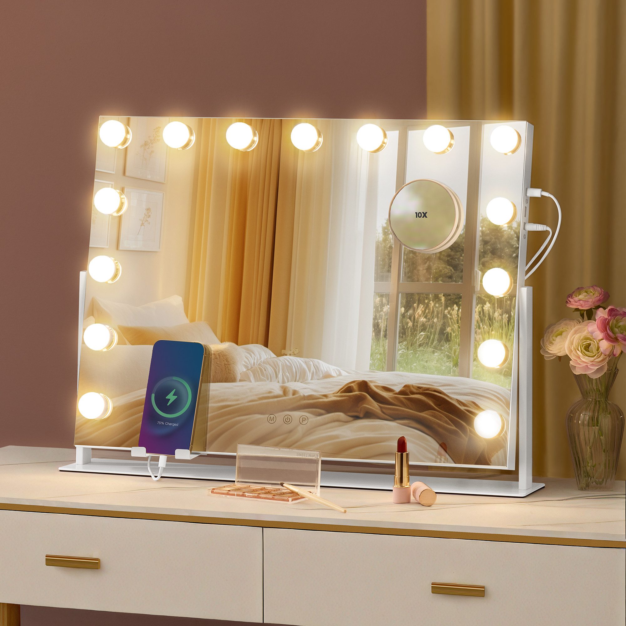 SONGMICS Schminkspiegel, Kosmetikspiegel, verstellbares LED-Licht, mit günstig online kaufen