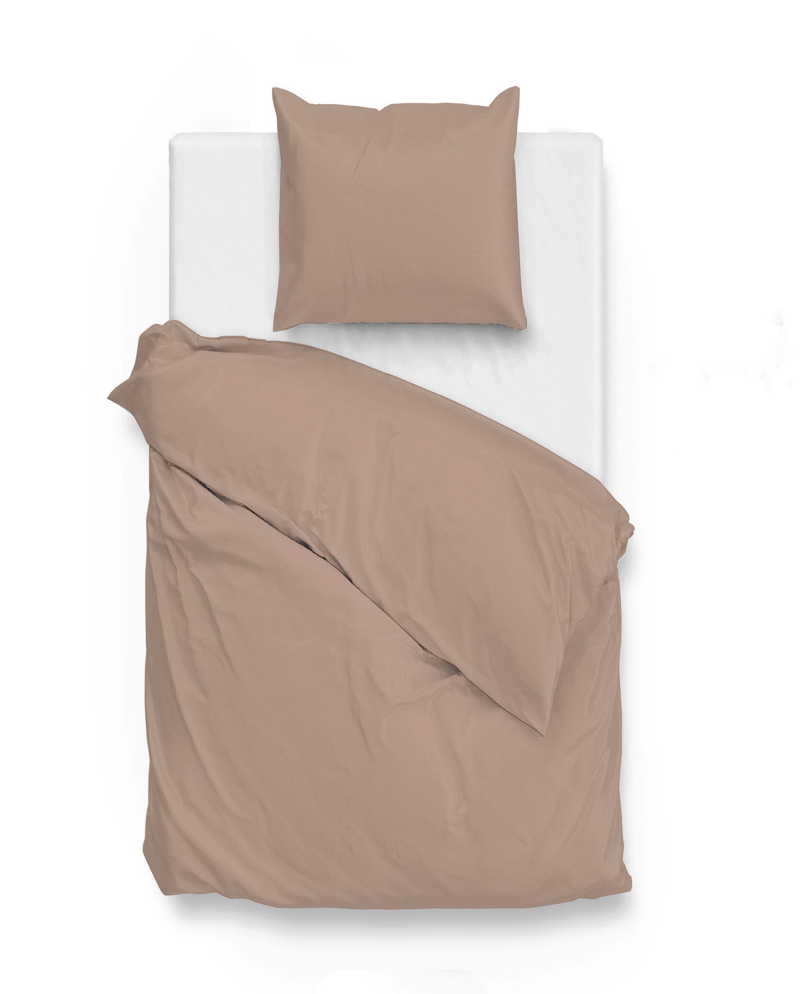 ZO HOME Bettwäsche Satinado Bettwäsche 155 Praline Brown 155x220, Bettbezug Kopfkissenbezug Set kuschelig weich hochwertig