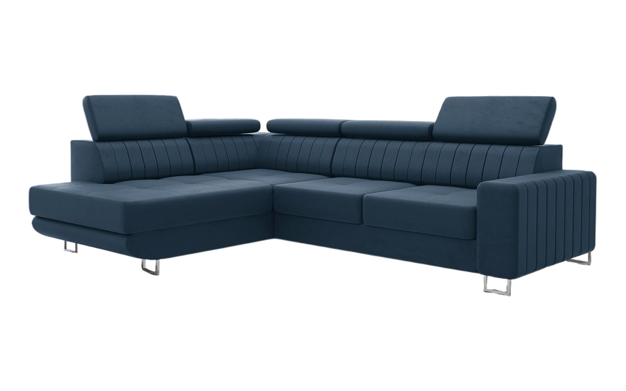 thematys Ecksofa POLA mit Schlaffunktion und Bettkasten, L-Form, Samt, - mit verstellbaren Kopfstützen, – L-Form 250×183 cm – Schlafsofa mit Auszug – Bild 2 von 5