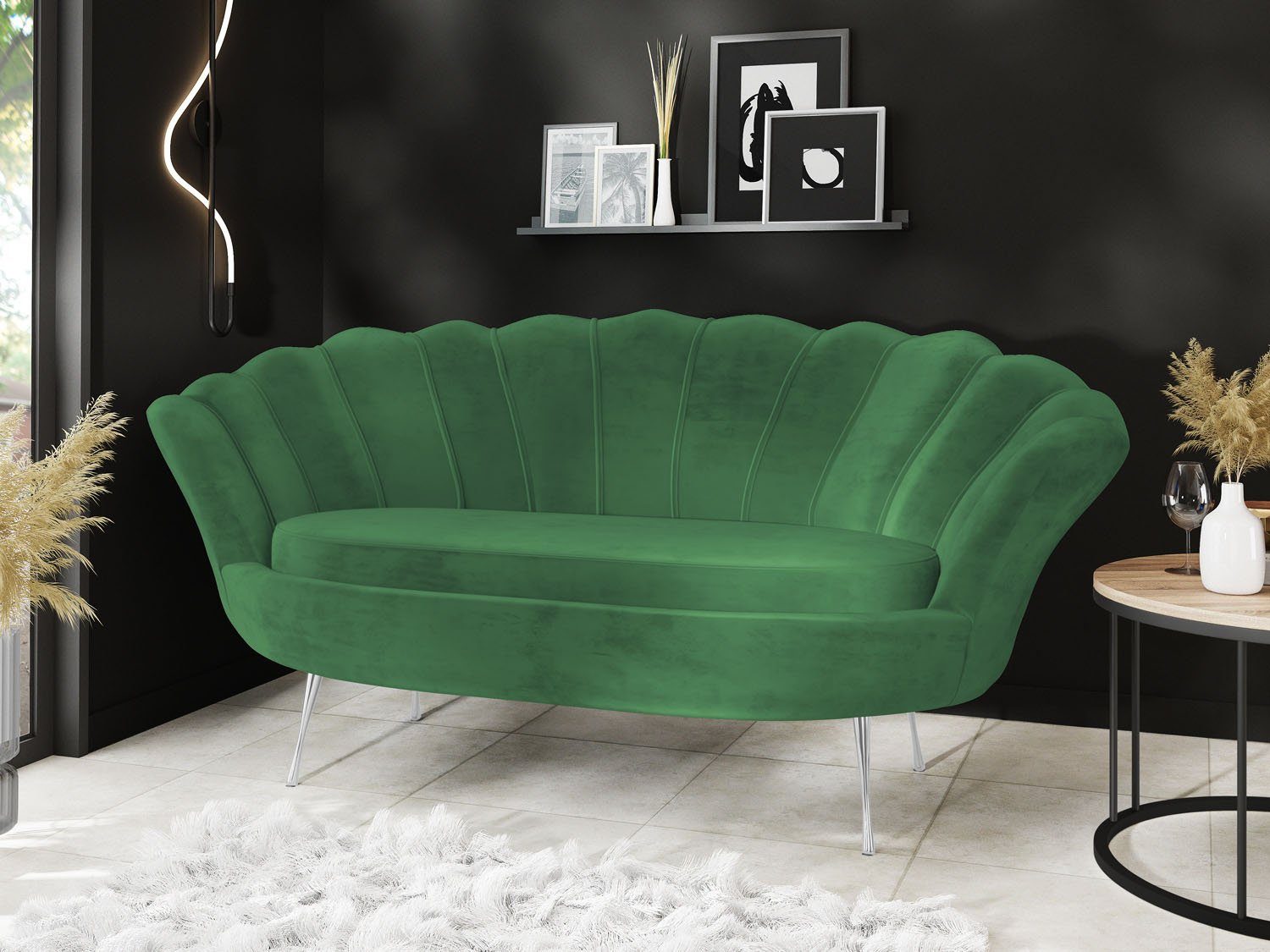 WFL GROUP Sofa Muschel, Samt 2-Sitzer günstig online kaufen