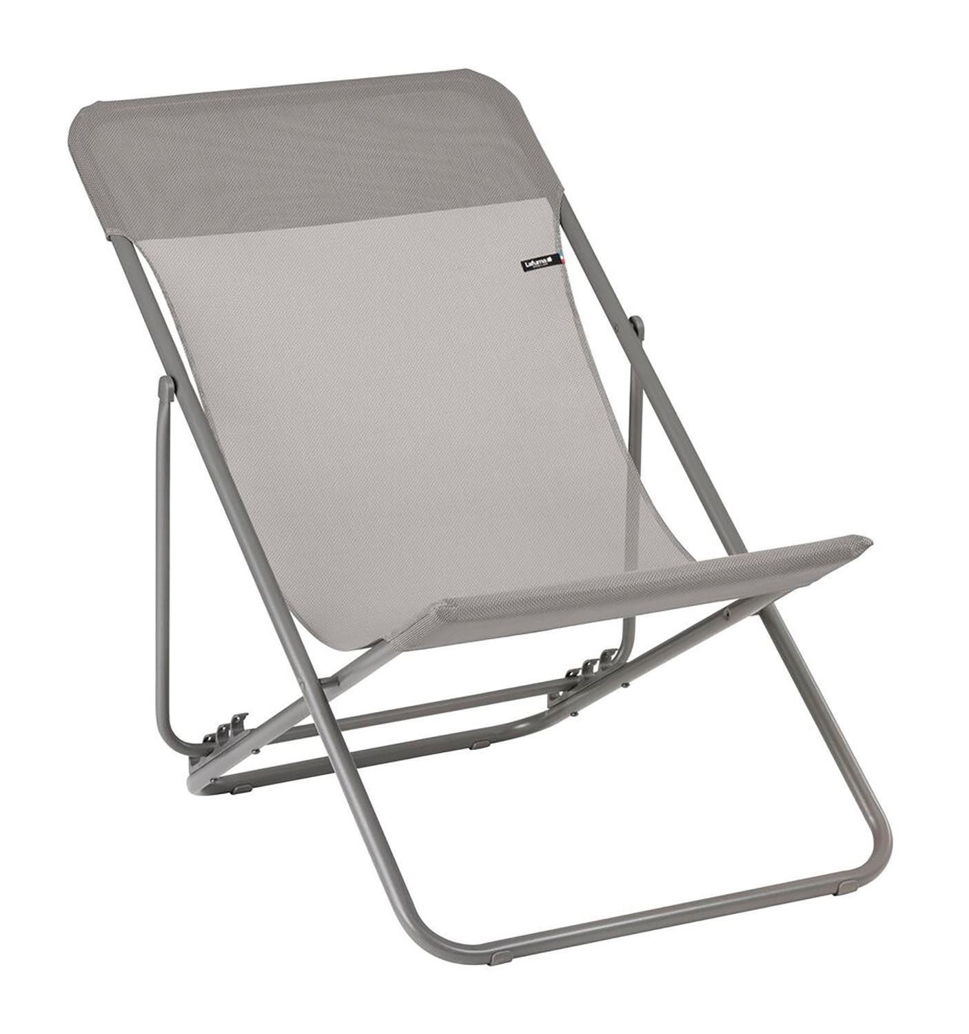 Lafuma Klappstuhl MAXI TRANSAT, Terre, Titanfarben, Stahlrahmen, Batyline, Klappbar, verstellbare Rückenlehne, B 62 x H 91 x T 95 cm