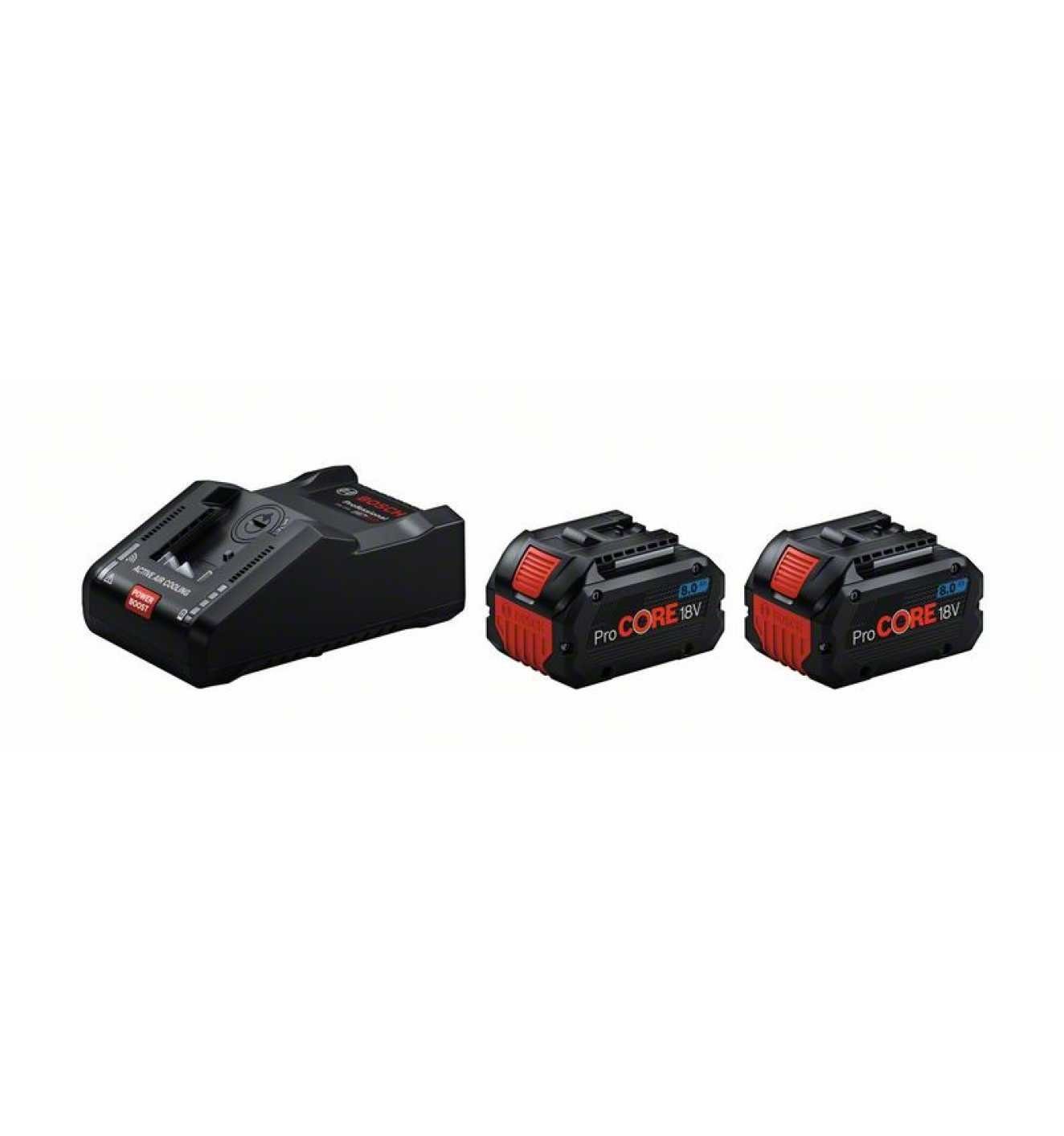 Bosch Professional 2x ProCORE18V 8.0Ah Akkus + GAL 18V-160 C Ladegerät Starter-Set Akku-Ladestation