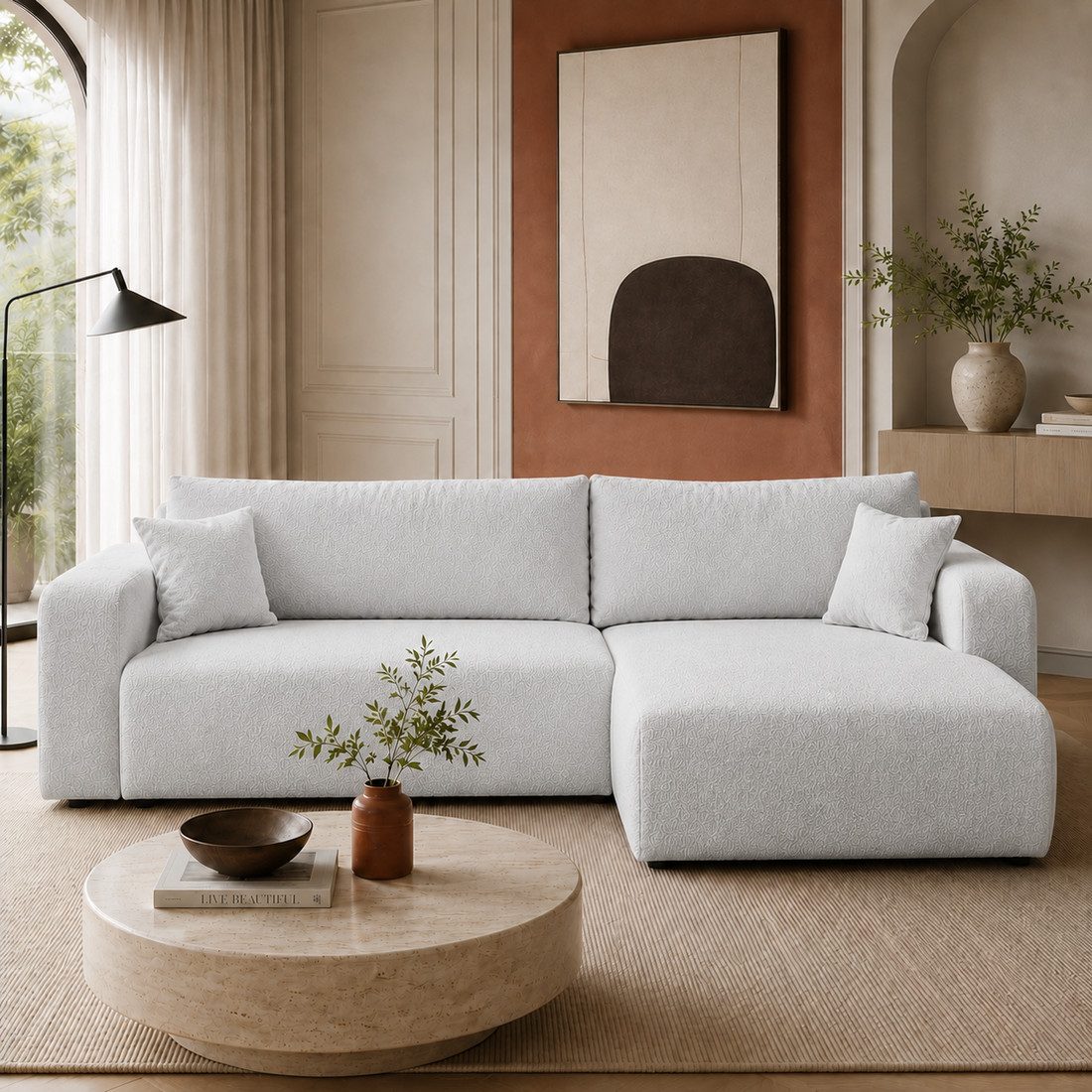Lookway Ecksofa VESPO XL Moderne Wohnlandschaft in L-Form mit Schlaffunktion, mit Bettfunktion und Bettkasten